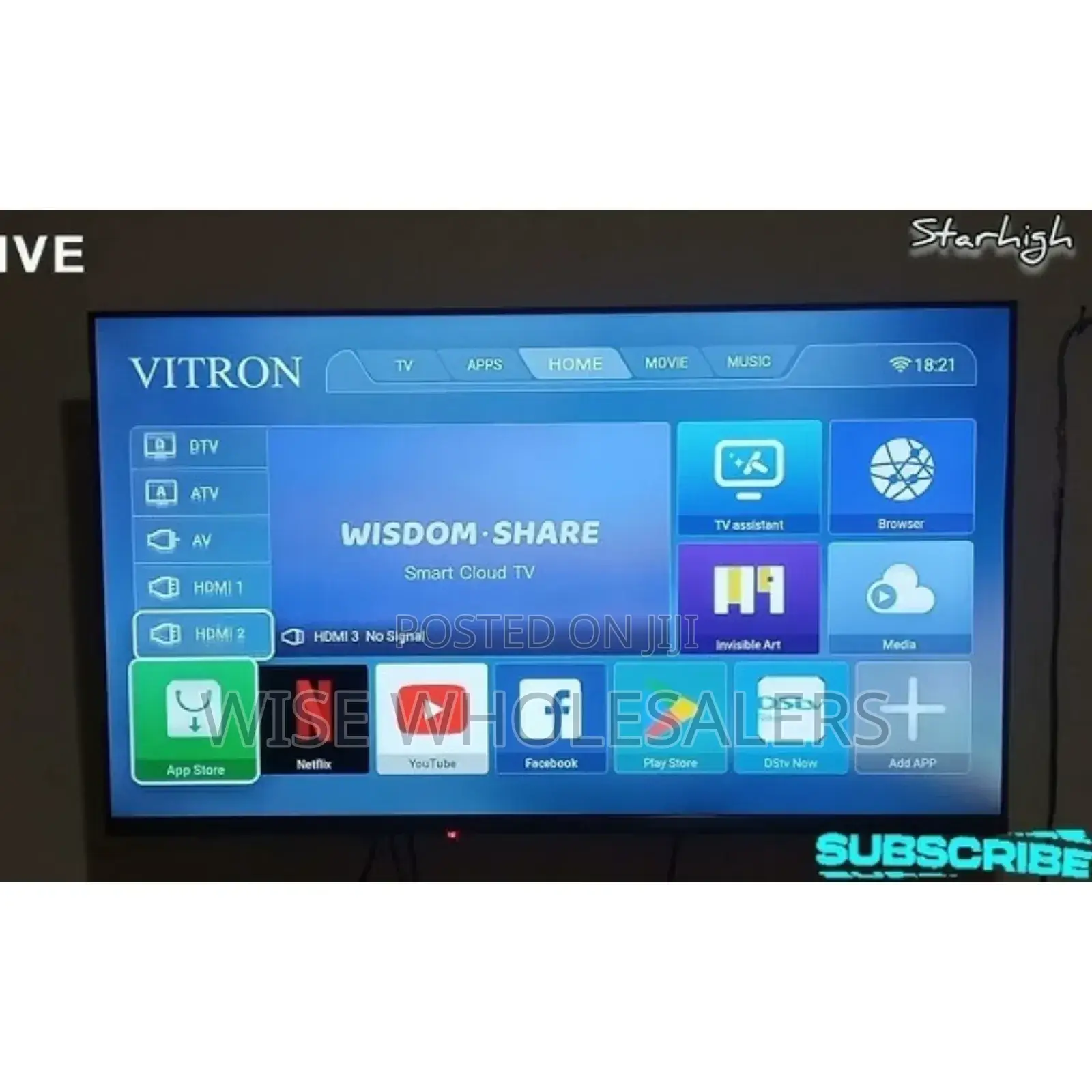 Vitron 43”Smart Tv Android Frameless Tv, Netflix, Youtube