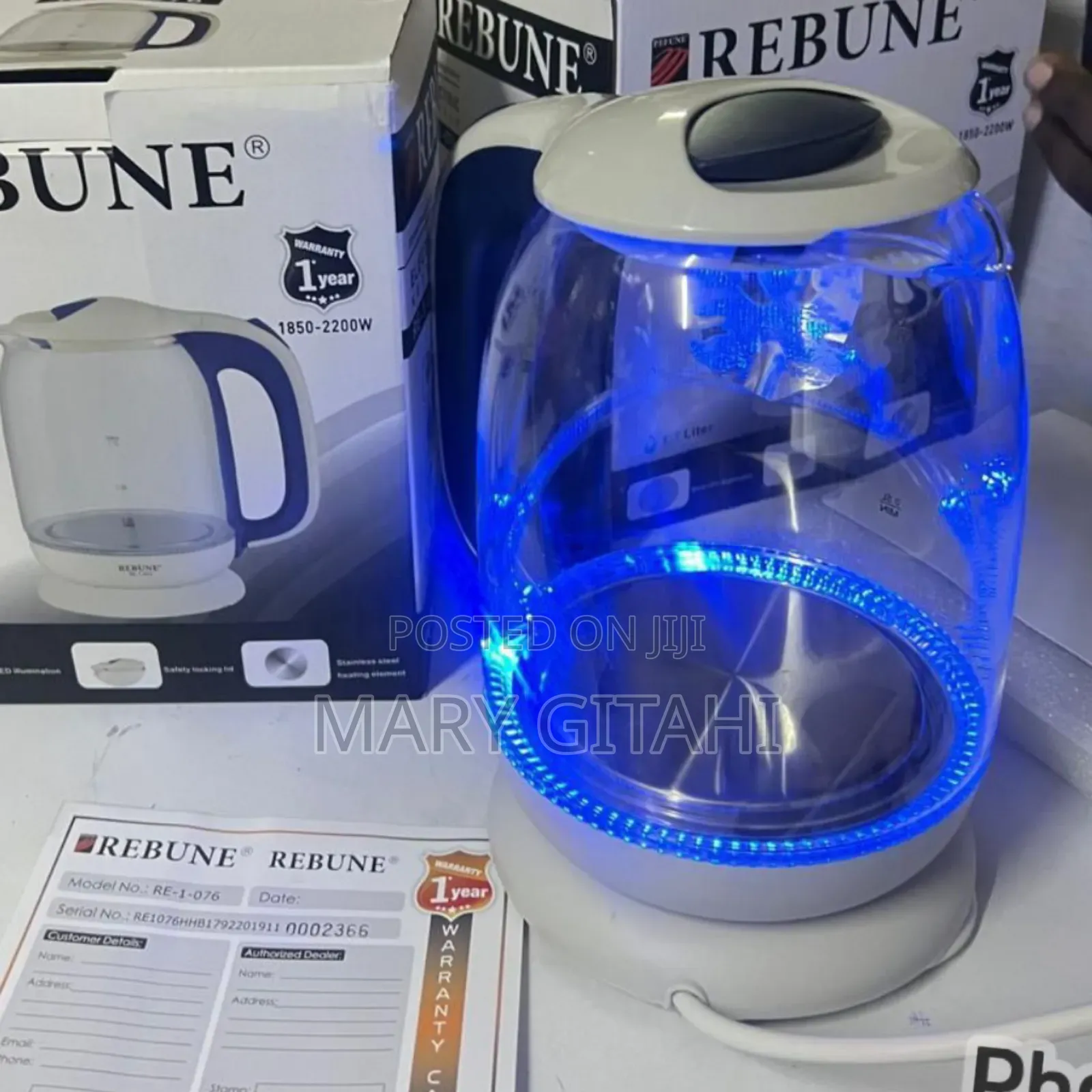 *Rebune 1.7ltrs Glass Kettle at *