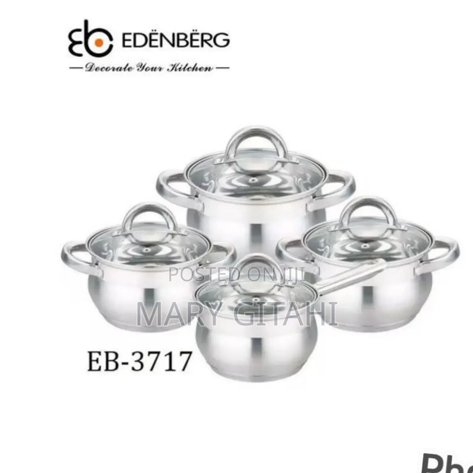 *8pc Edenburg Stainless Steel Cookware*
*