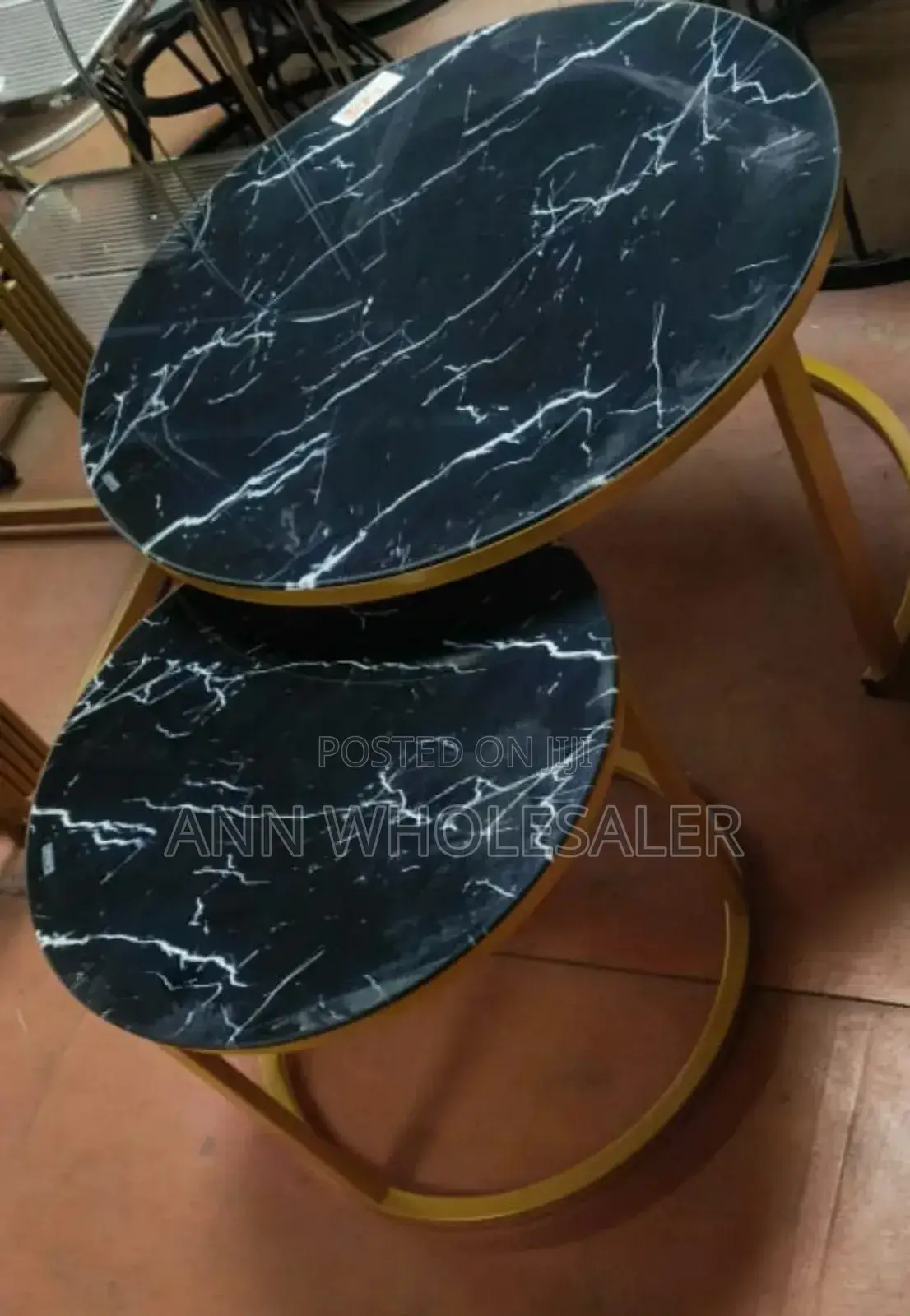 Marble Nesting Coffee Table (Glass) Black M(E6