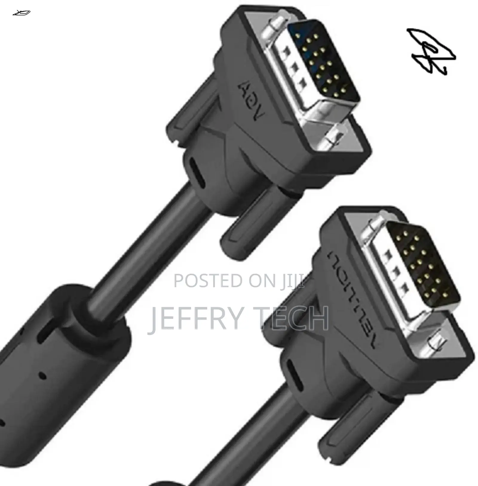 Vention Vga(3+6) Male - Male Cable With Ferrite Cores 2meter