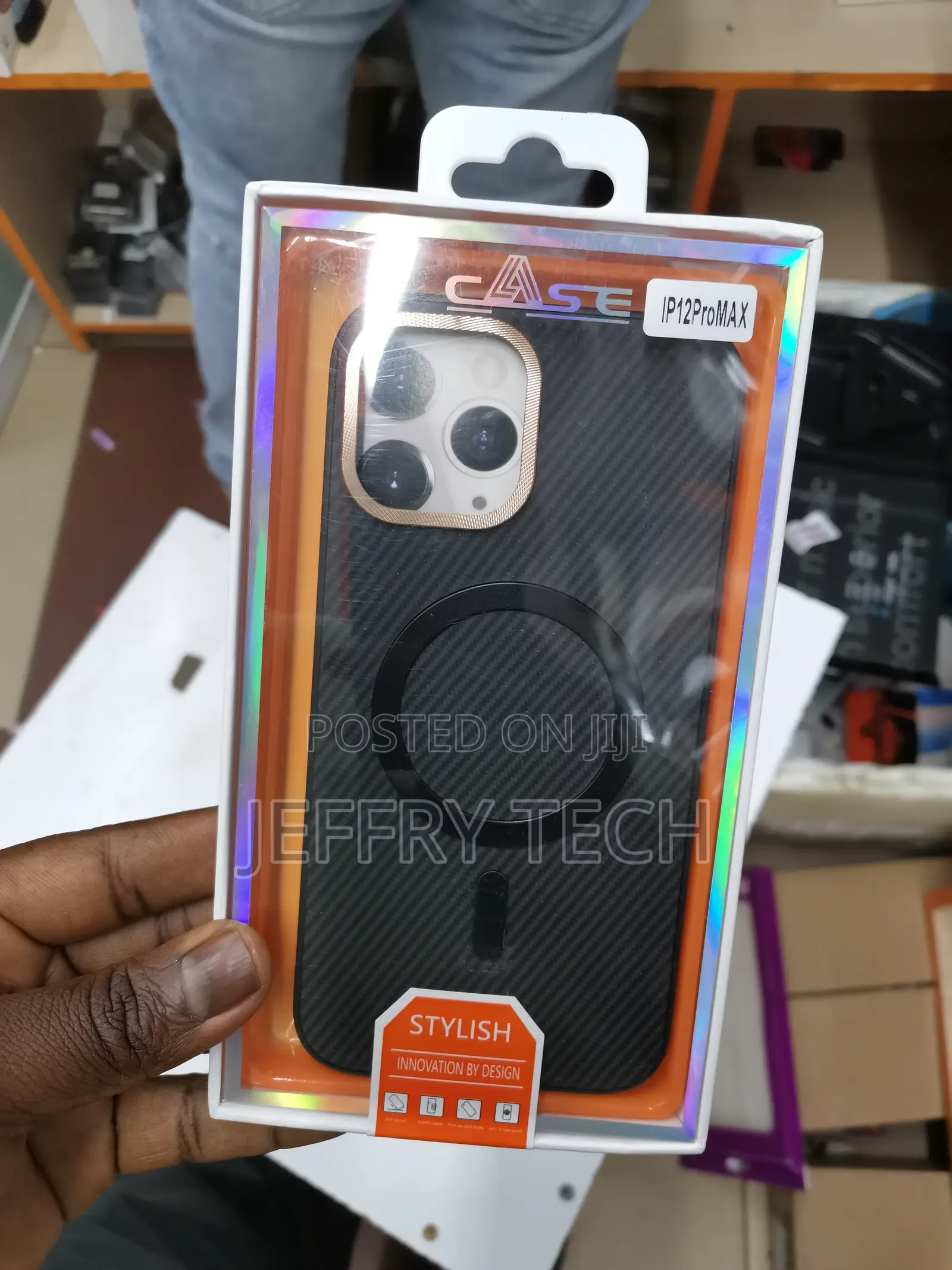 Magnetic Carbon Case for iPhone 12 Pro Max Black-