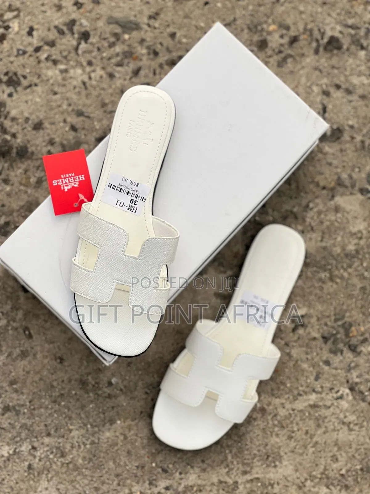 White Leather Hermes Sandal for Women