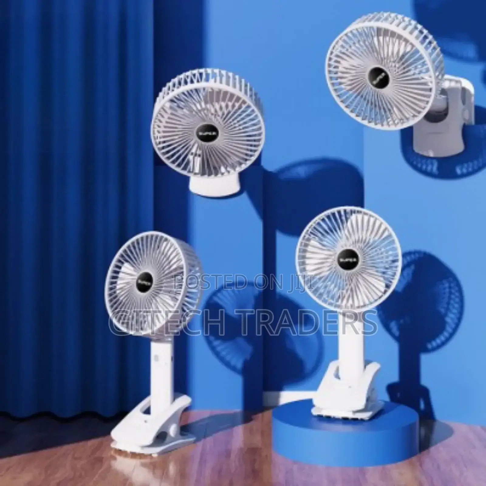 Rechargeable Desktop Fan, 3 Speed Fan : Has 3 Placement