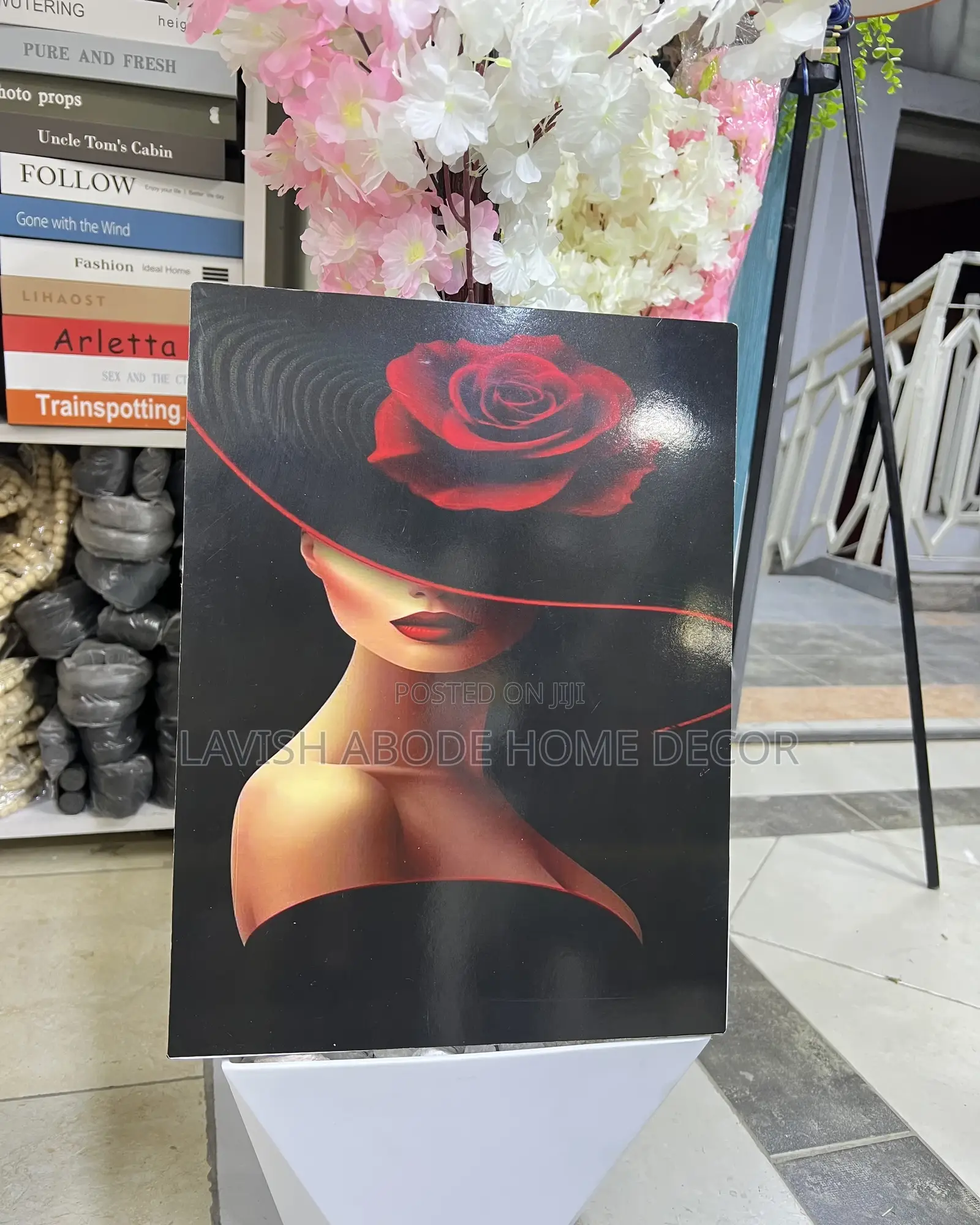 Wall Art Haning for Wall Decor Lady With Rose Hat