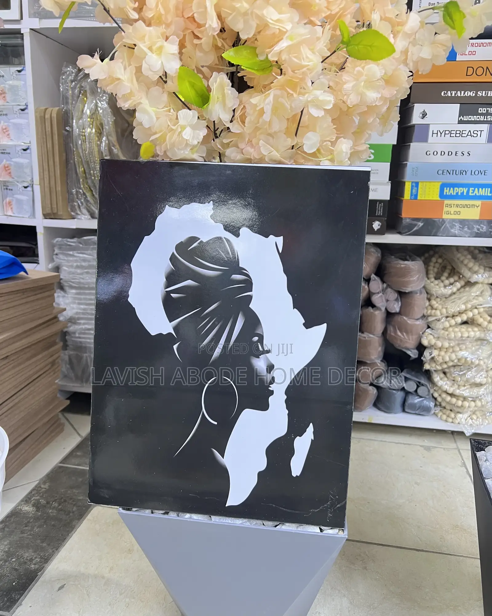 African Lady Wall Art Hanging Decor Black and White