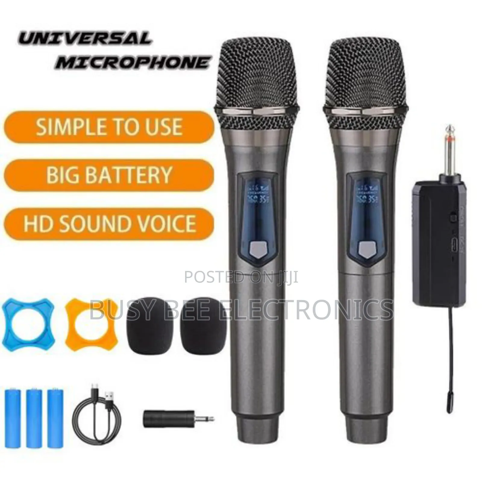 Wireless Microphone 2 Channels Uhf