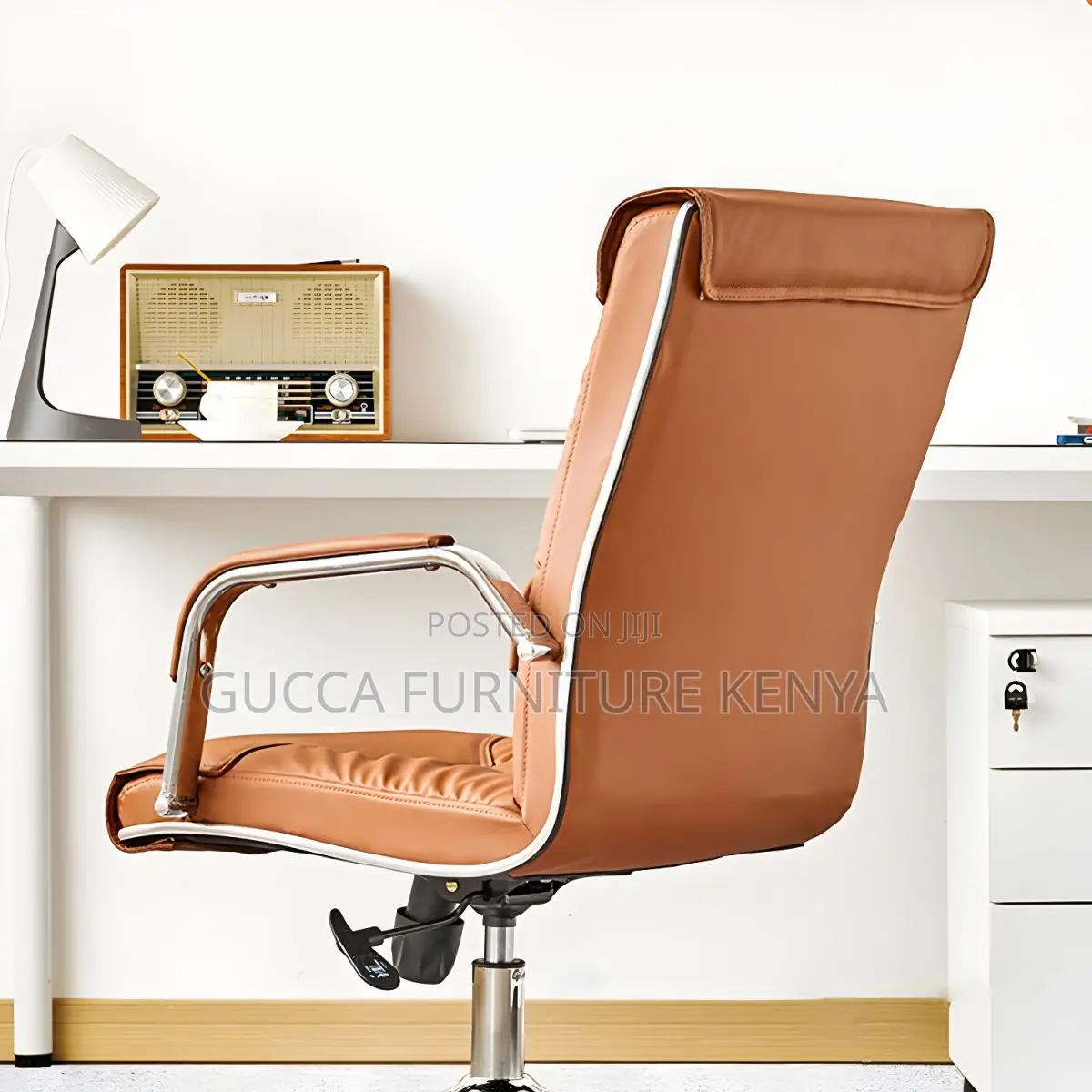 Office Chair:Modern Leather Office Chair Steel Fixed Armrest