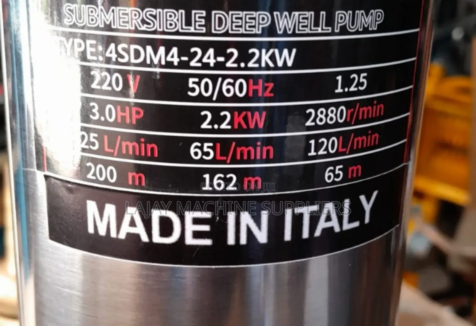 Premier Italy 3hp Submersible Pump 160m