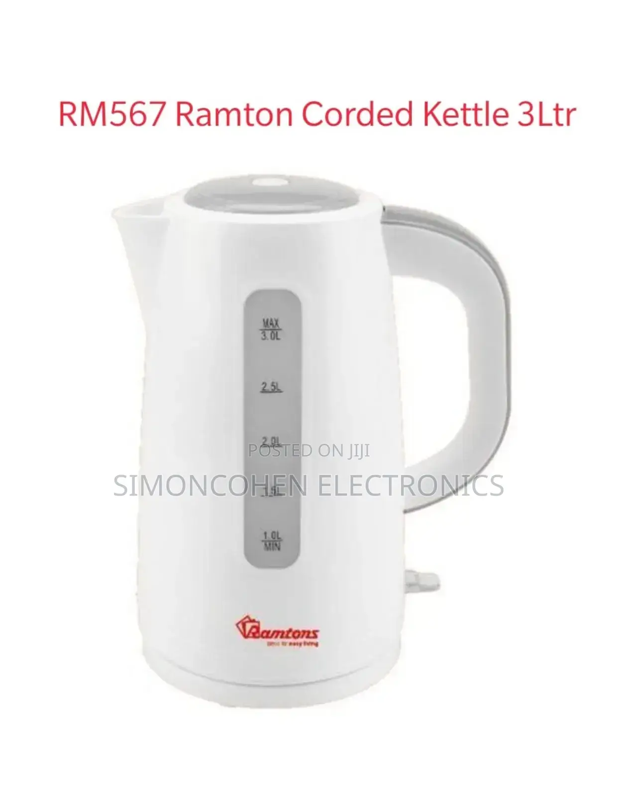 Ramtons Electric Corded Kettle 3ltrs