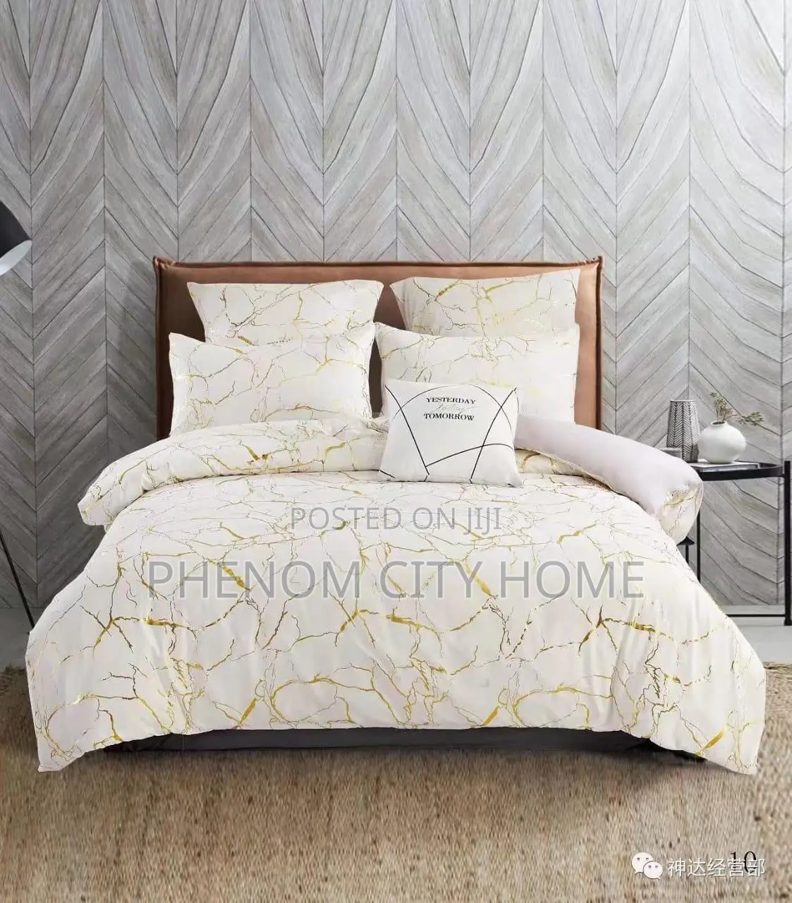 White and Gold Marble Design Foils Duvet Cover Set