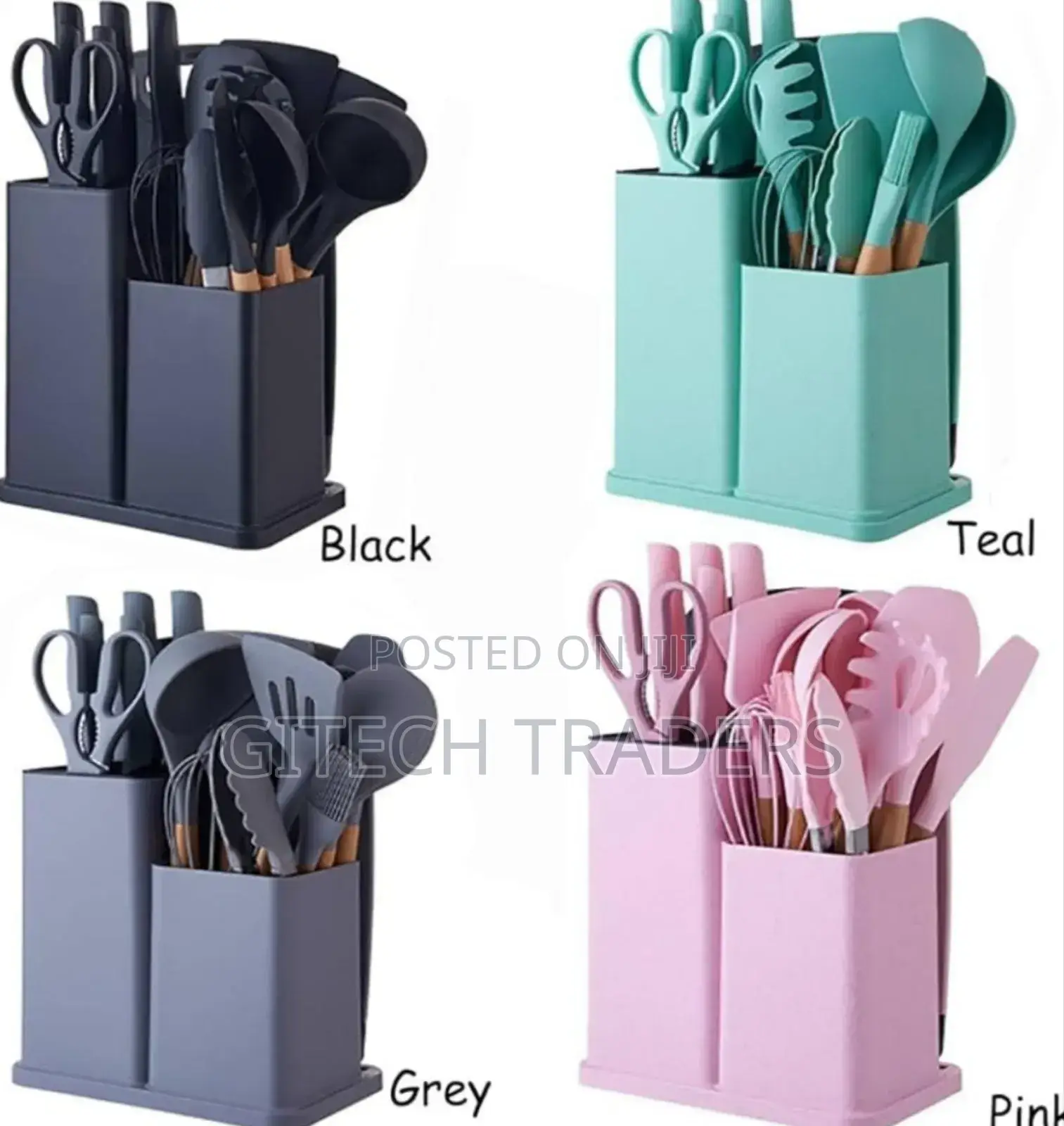 19pcs Silicon Spoons With Knives