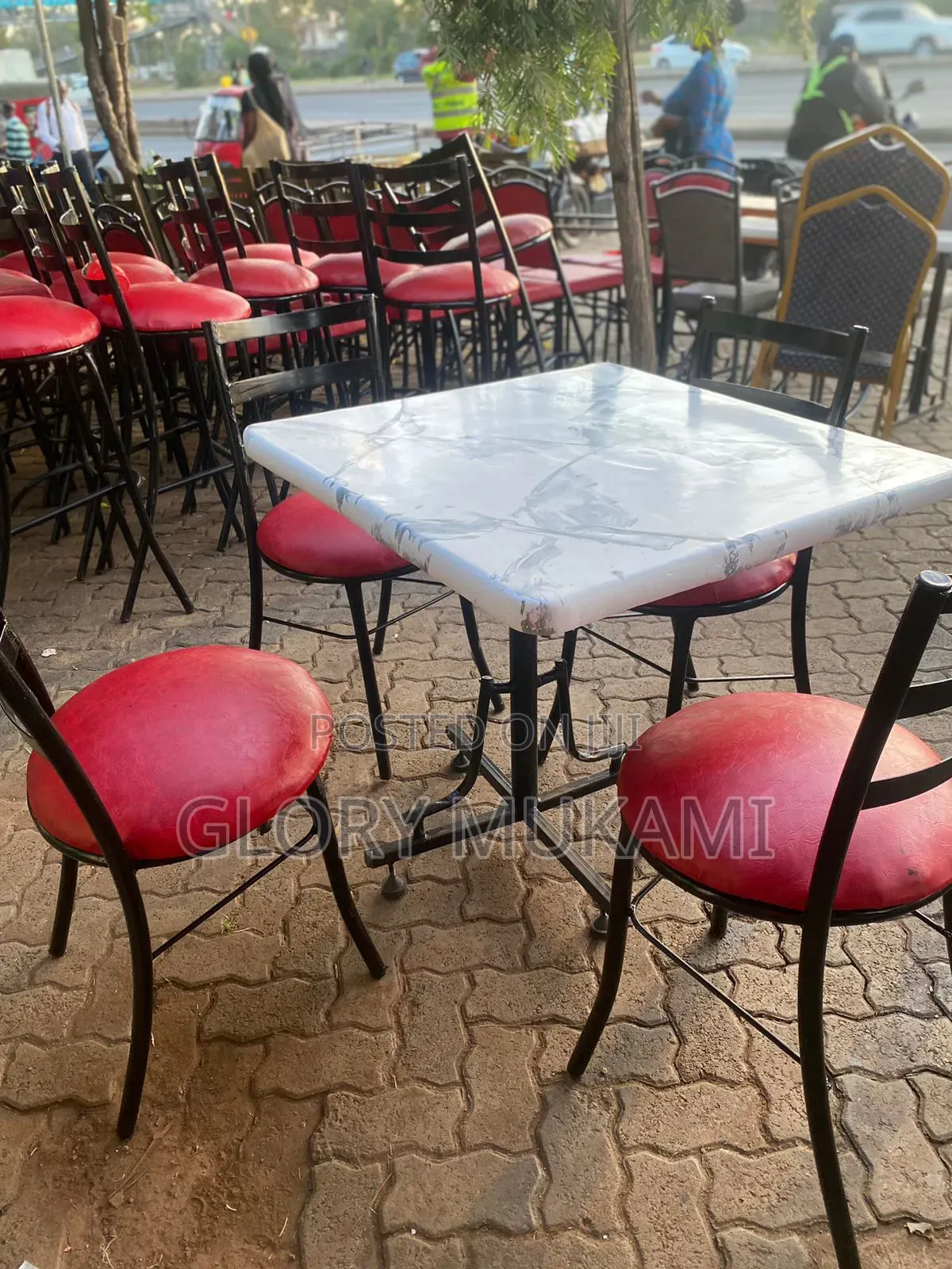 White Square Marble Table And 4 Chairs