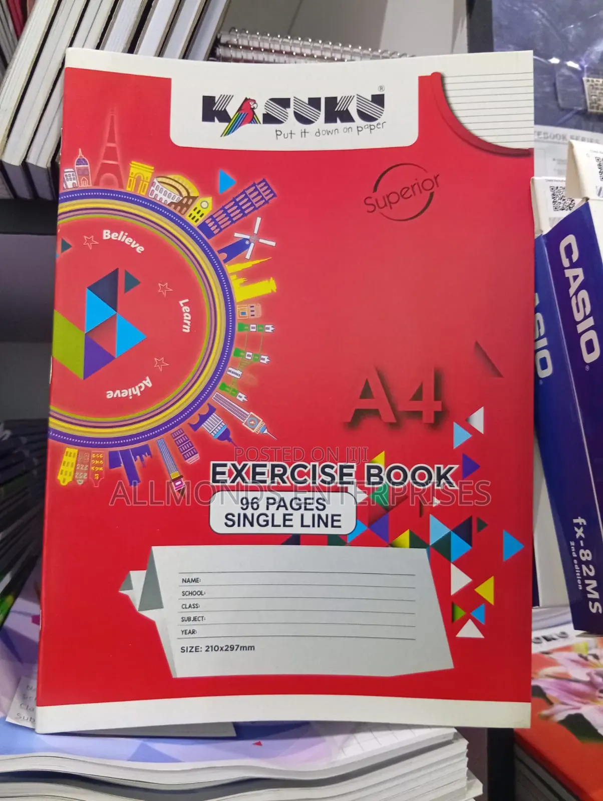 A4 Exercise Book 96 Pages (Single/Square)-Kasuku