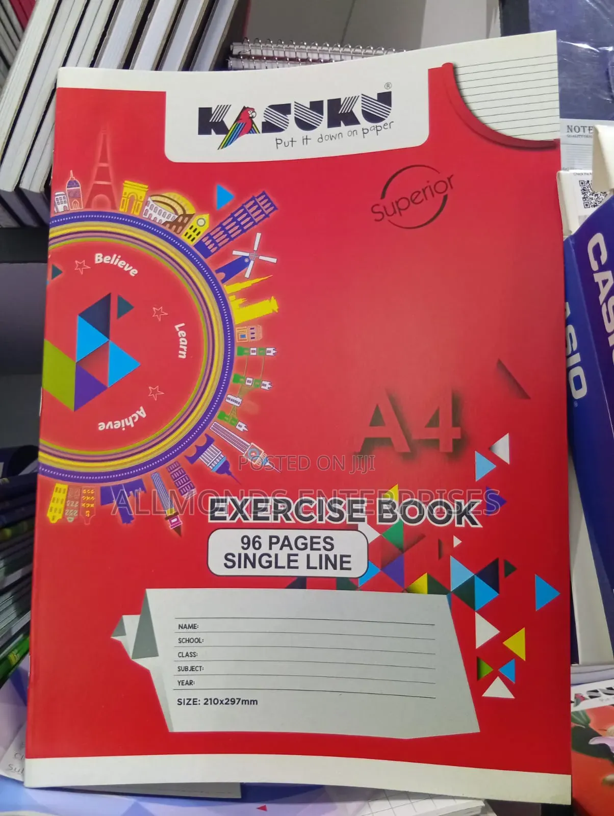 A4 Exercise Book 96 Pages (Single/Square)-Kasuku
