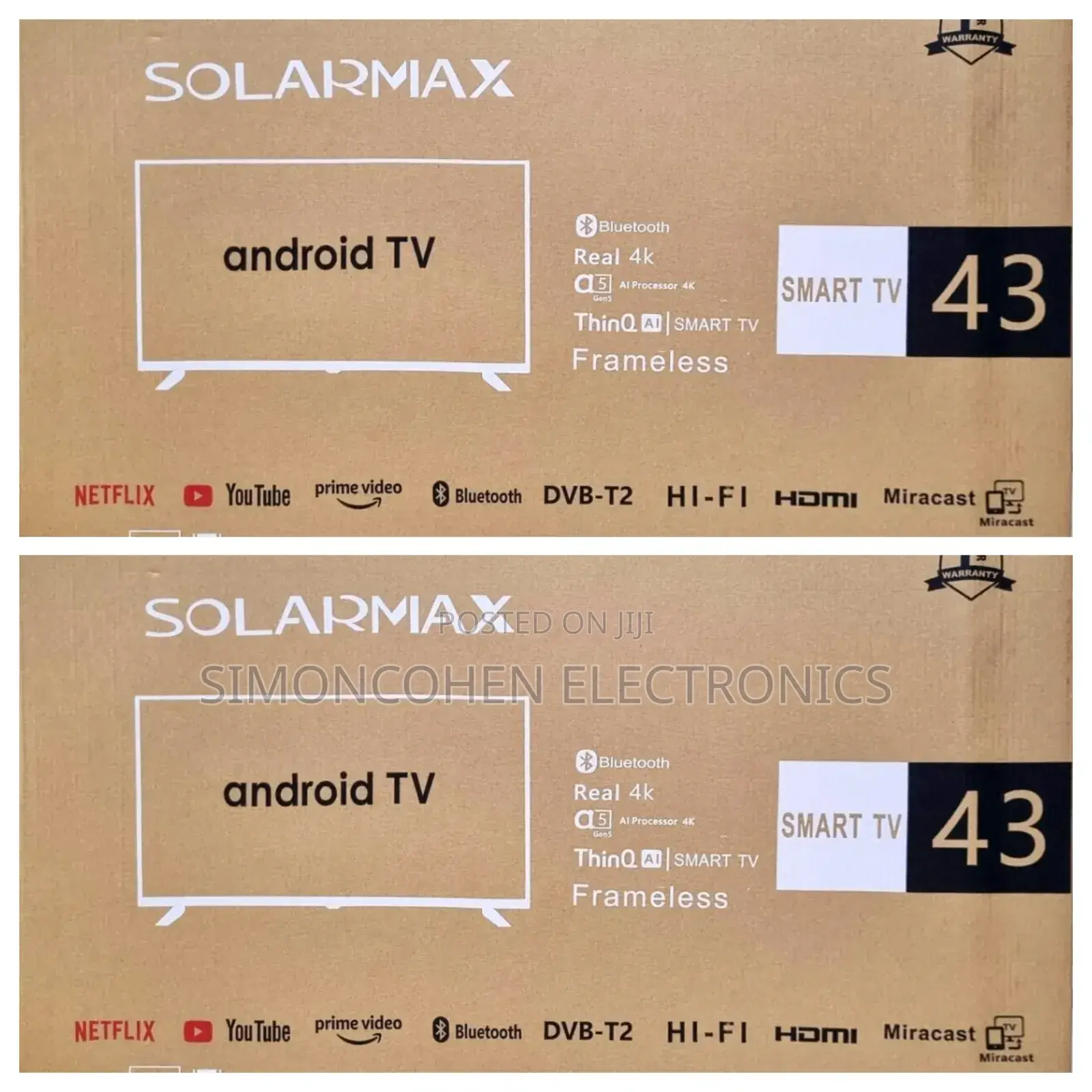 Solarmax 43" Smart Android With Bluetooth Tv