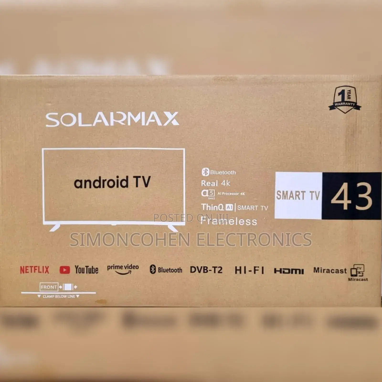 Solarmax 43" Smart Android With Bluetooth Tv