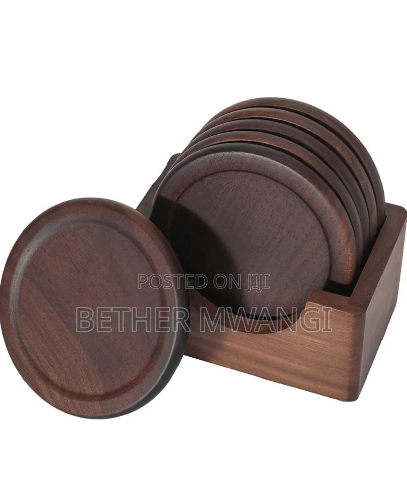 6pc Acacia Wood Coasters Set in Kenya