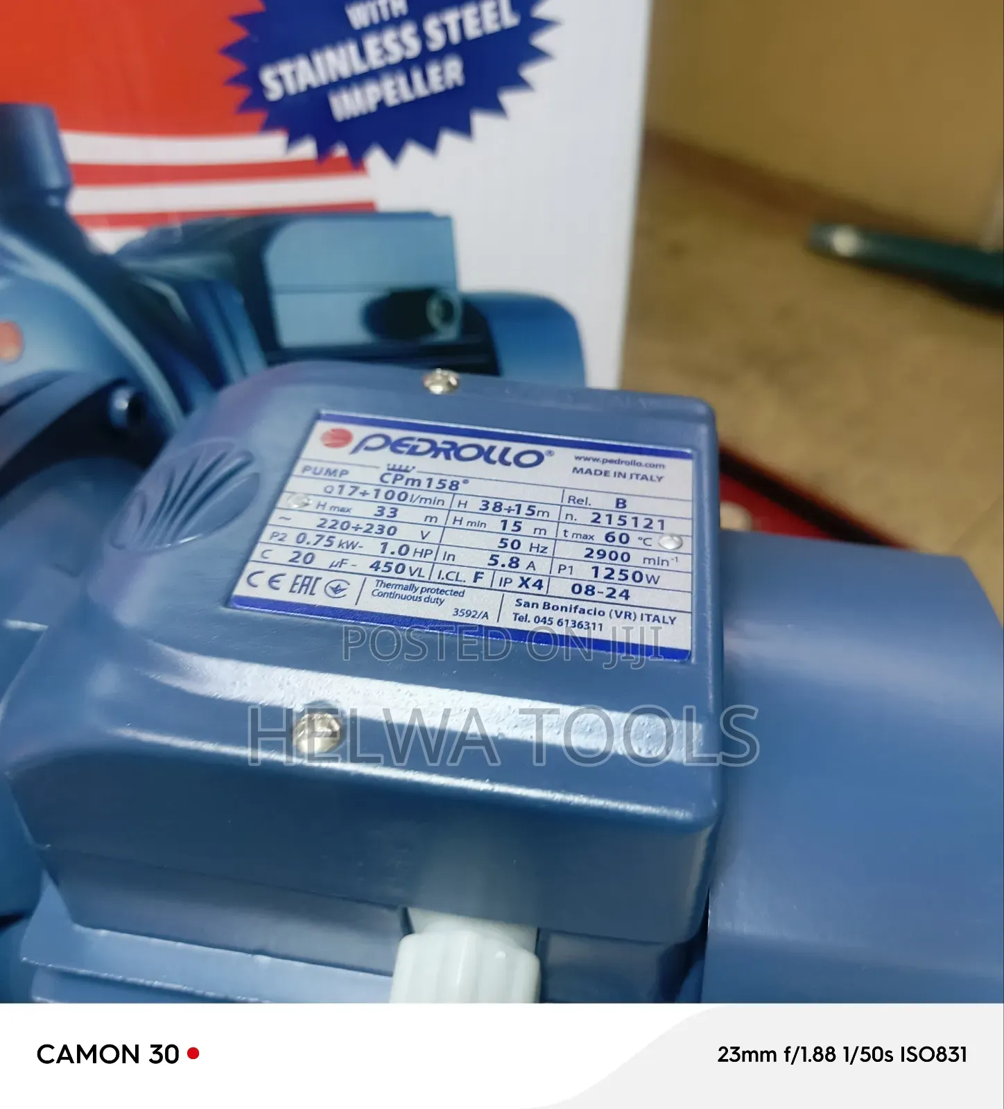 Italy Water Pump 1 Hp With Stainless Steel Impeller
