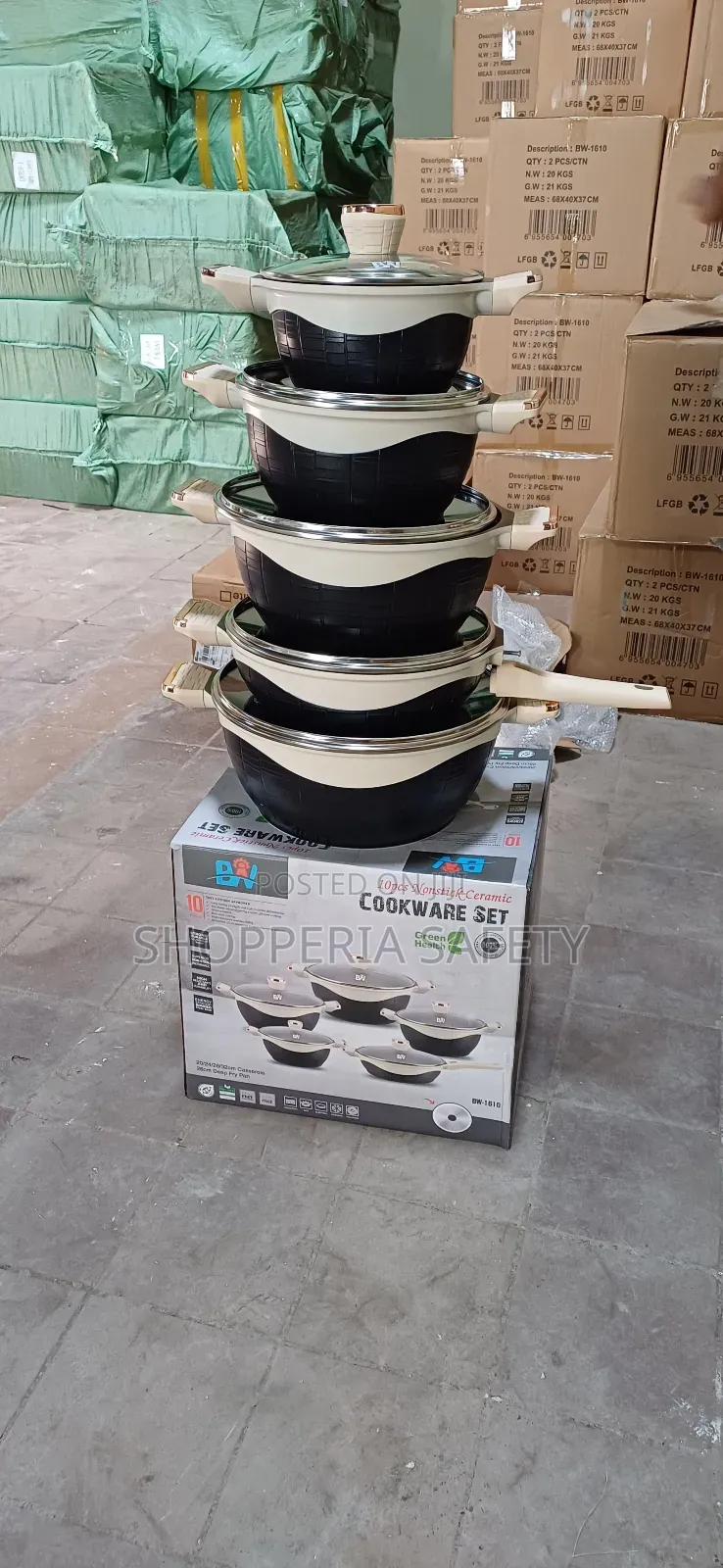 10 PCS Heavy Bv Ceramic Cookware Set- Black