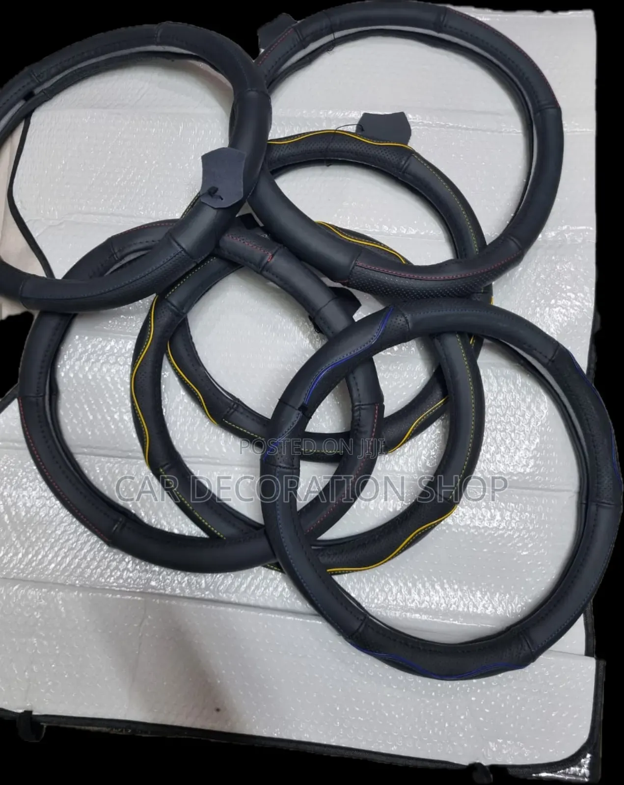 Heavy Black Leather Steering Covers