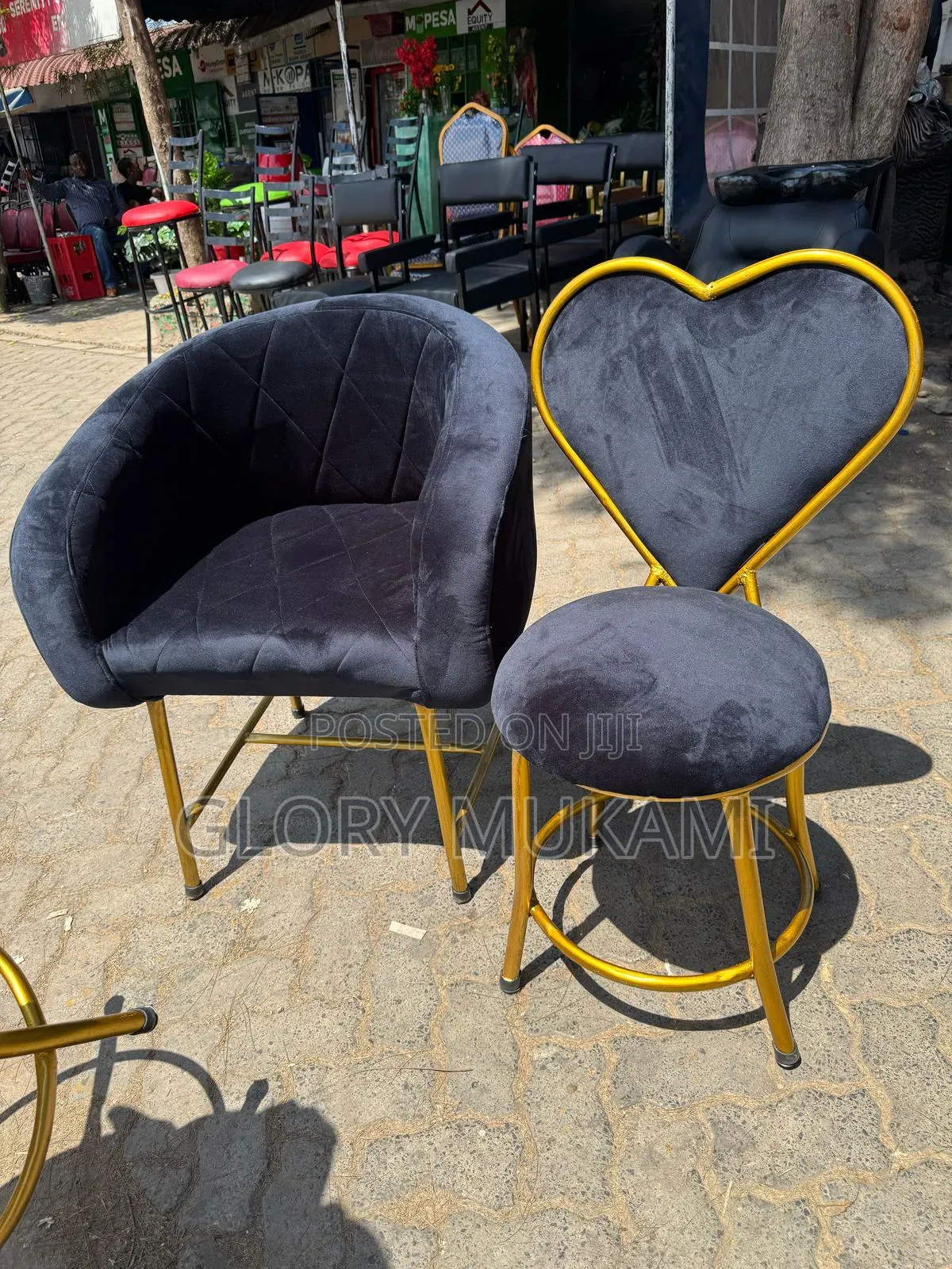 Black Velvet  Set Manicure Chairs