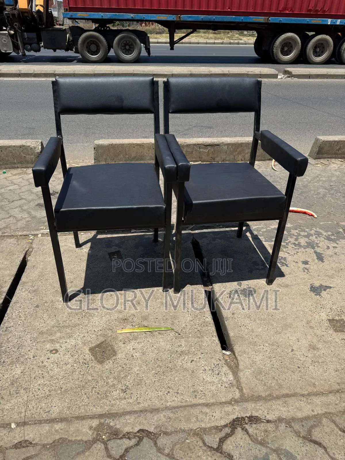Black Leather Arm Office Chair