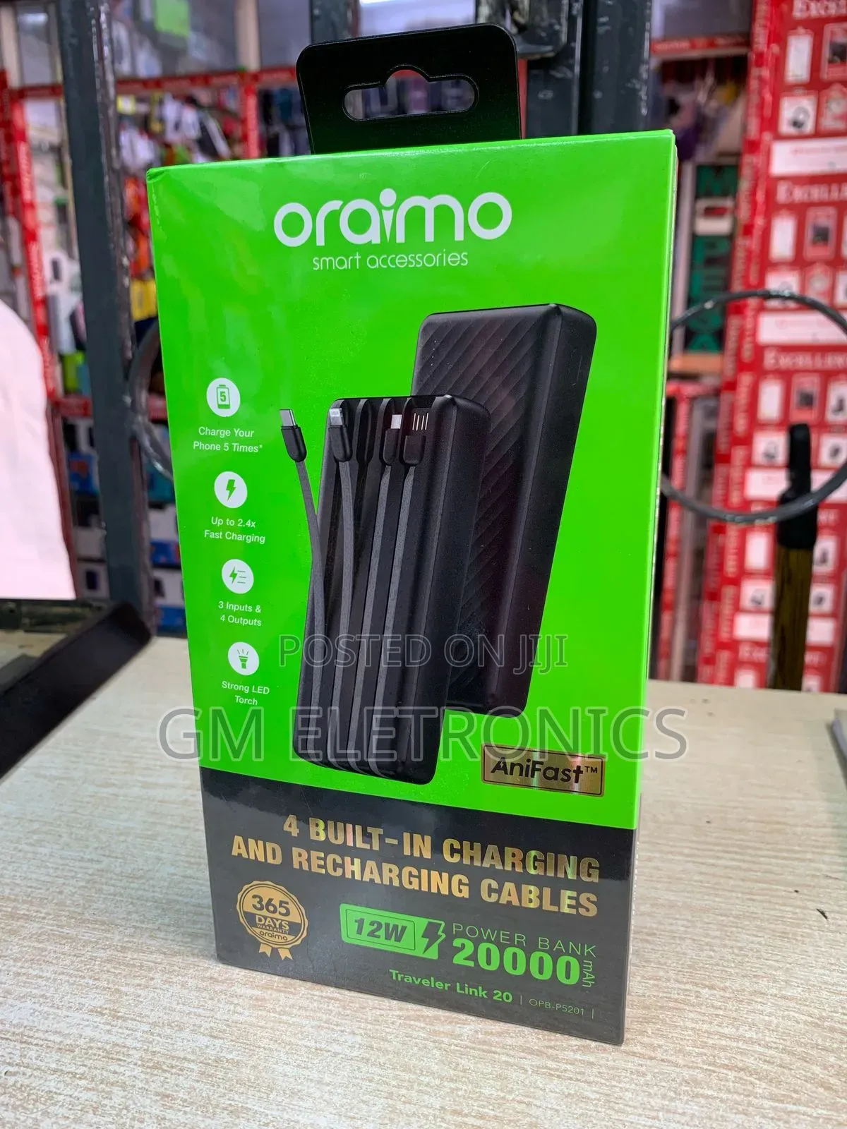 Oraimo Traveler Link 20 20000mah 12w Power Bank.(Black)