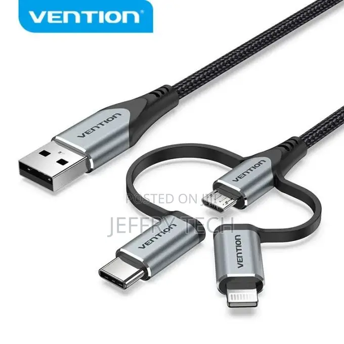 Vention Usb 2.0 a Male to 3-in-1 Micro-B Usb-C Lightning