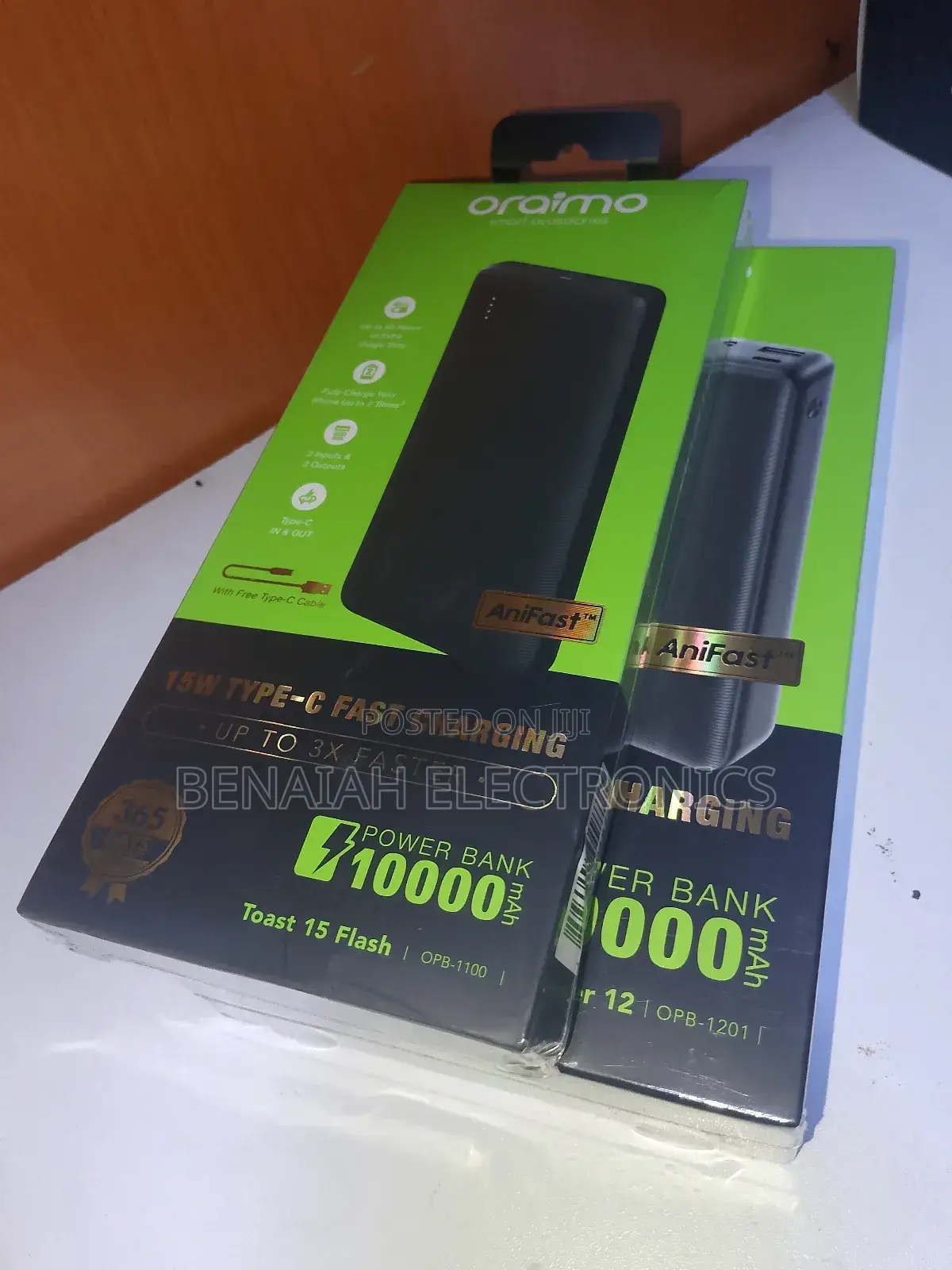 Powerbank.10000 Mah Oraimo Powerbank.15 Watts Fast Charge