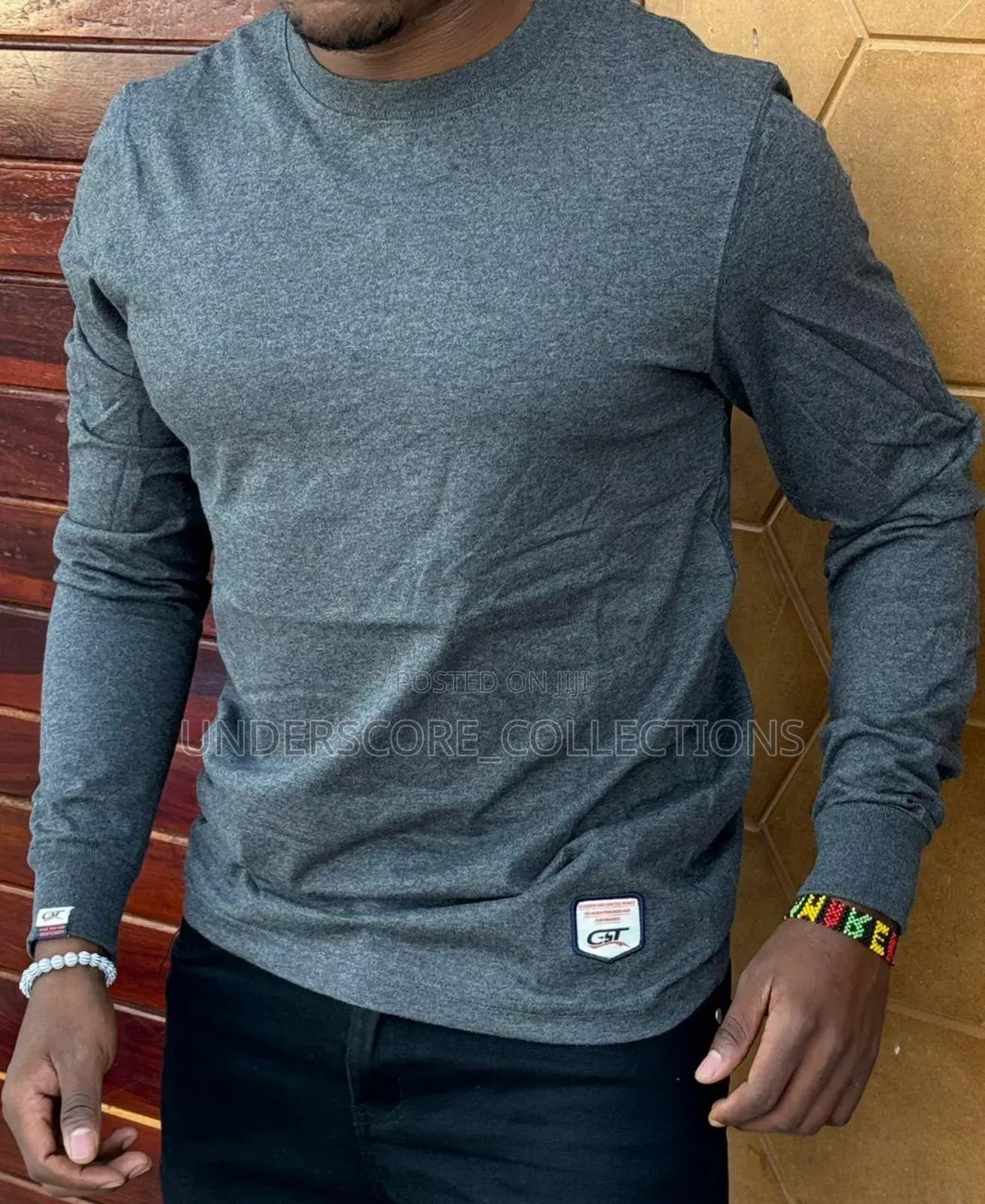 Gray Long Sleeved Men's T-Shirts