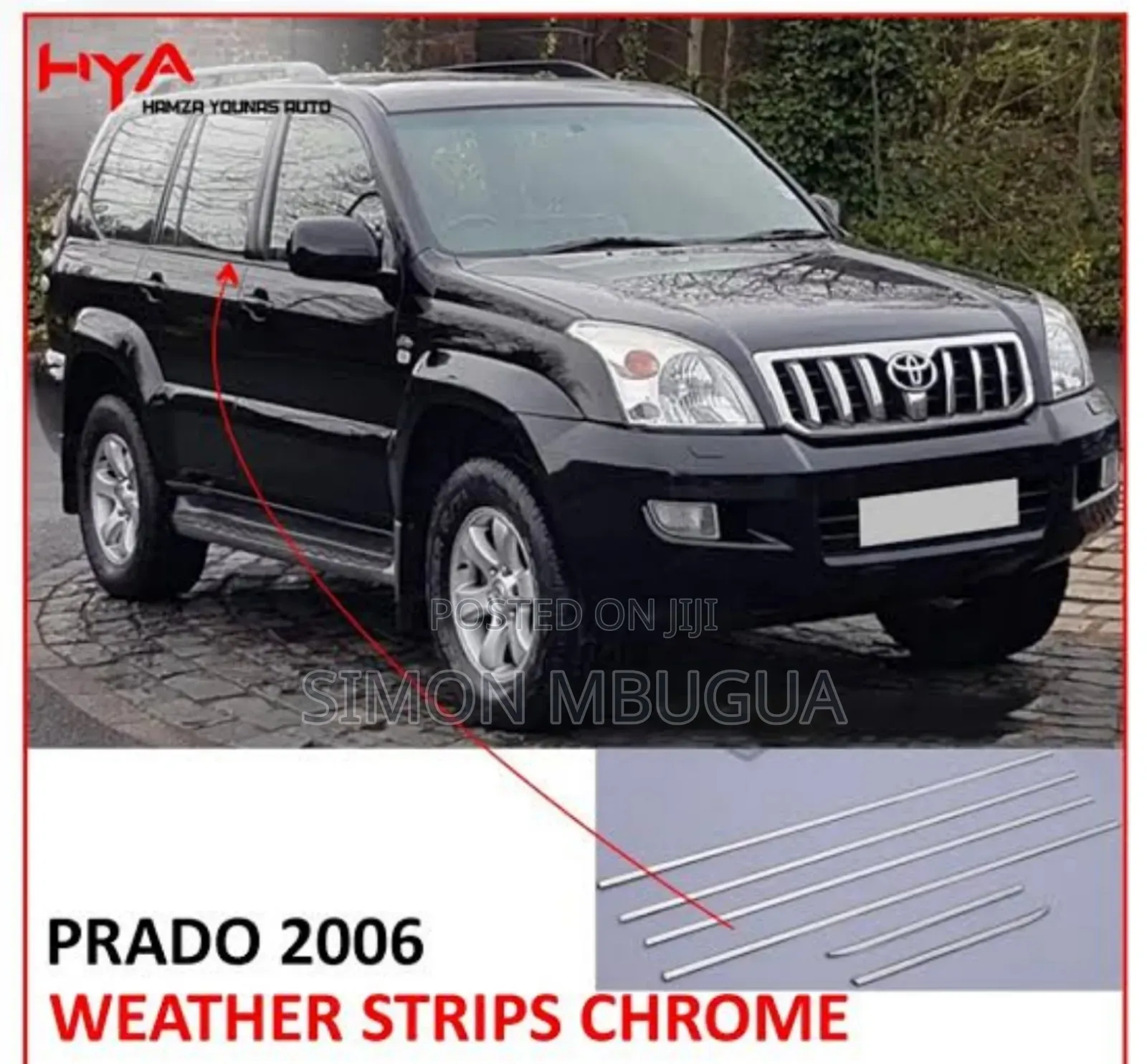 Toyota Prado 120 2003 -2009 Weather Strips (Chrome)