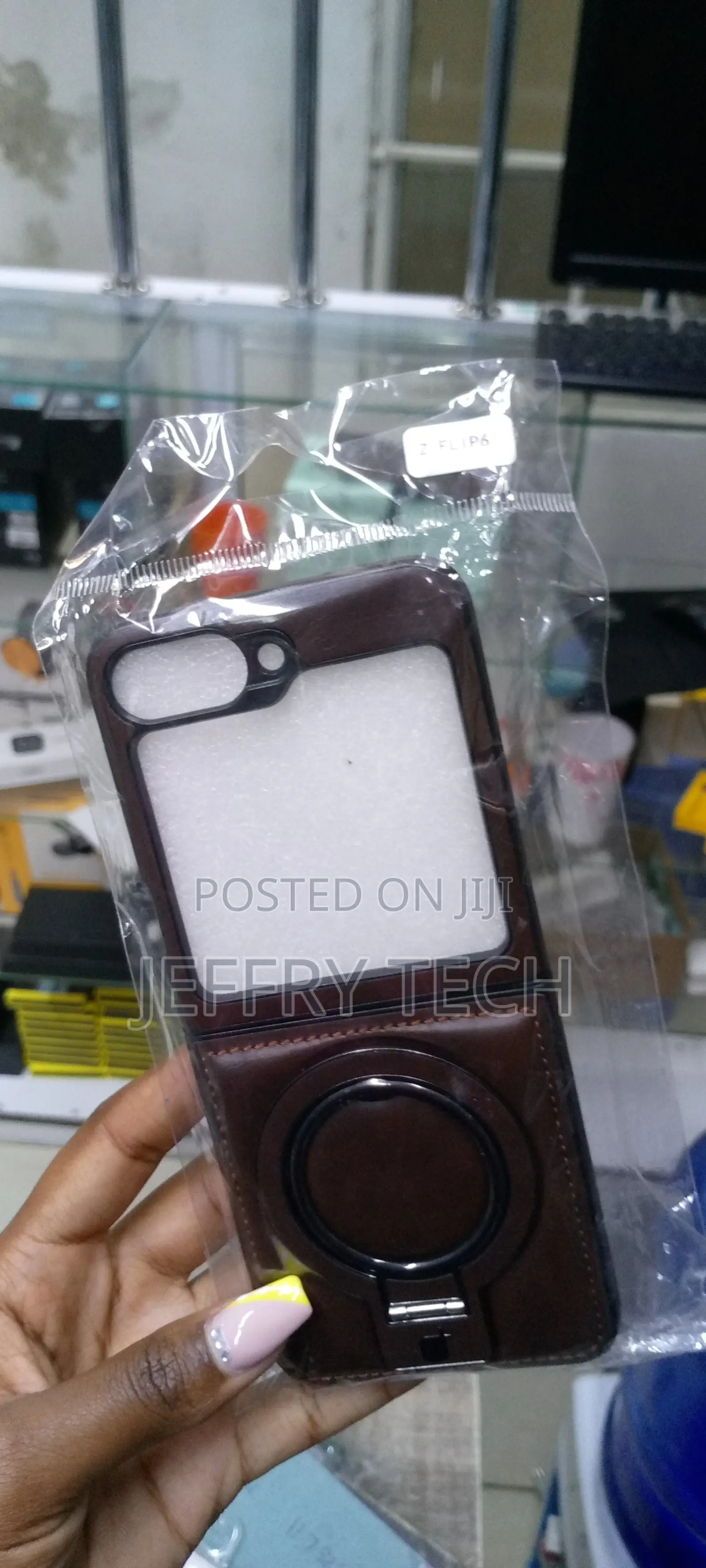 Galaxyzflip 6 Case Magsafe Case, With Ring Stand Pu Leather