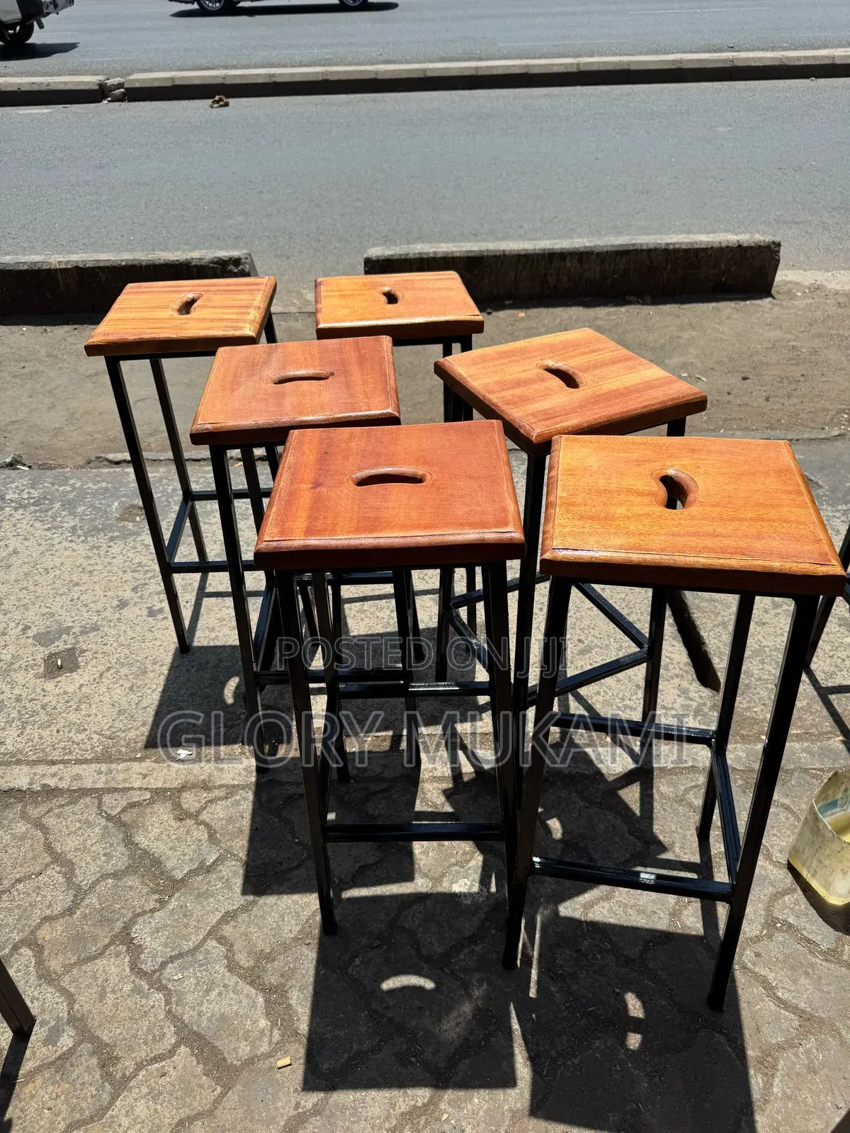 Squared Mmahogany Laboratory Stools