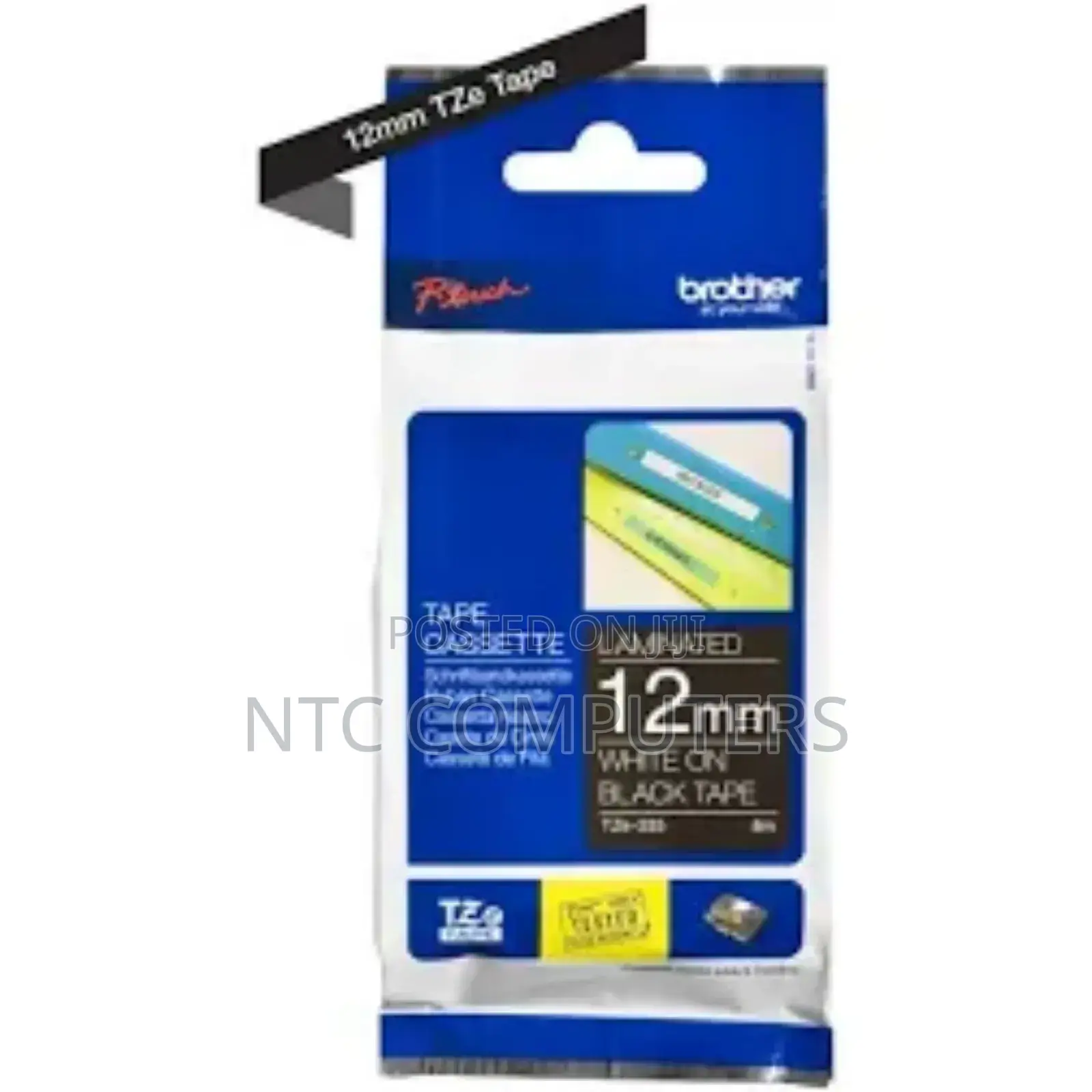 12mm X 8m Black on Blue Label Tape