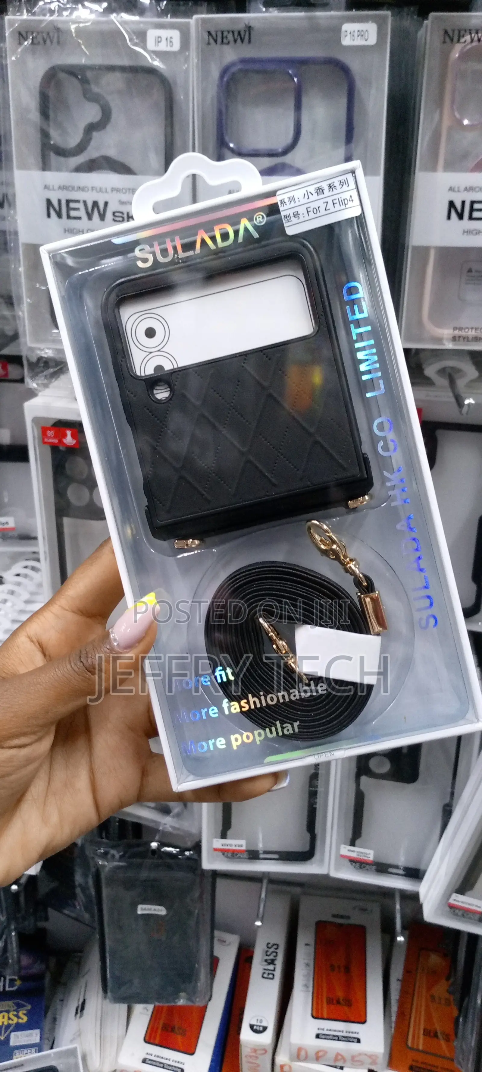 Galaxy Z Flip 4 Wrist Strap Bracelet Cute Black Luxury Case