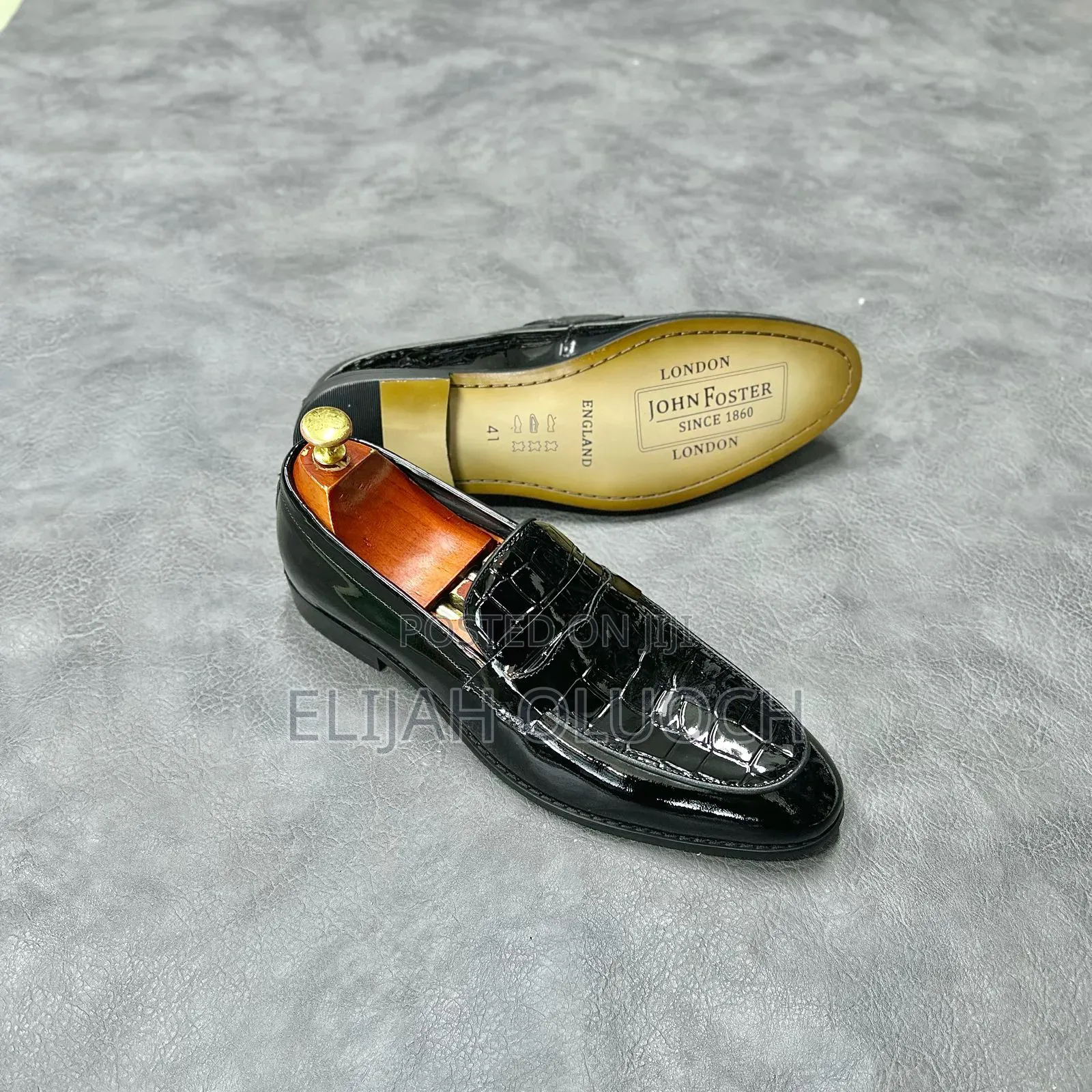 John Foster Wet Look Pure Leather Official Shoe