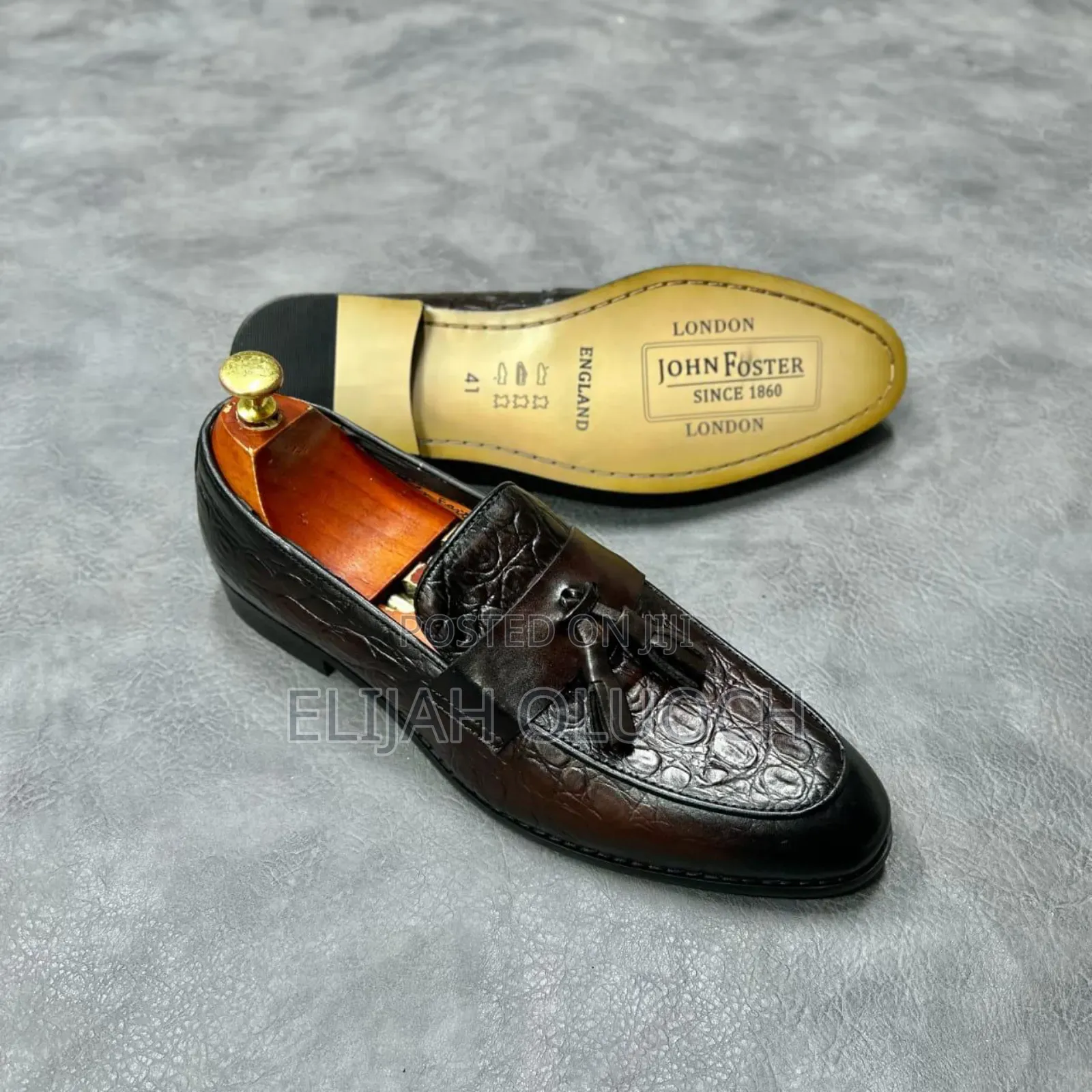 John Foster Wet Look Pure Leather Official Shoe