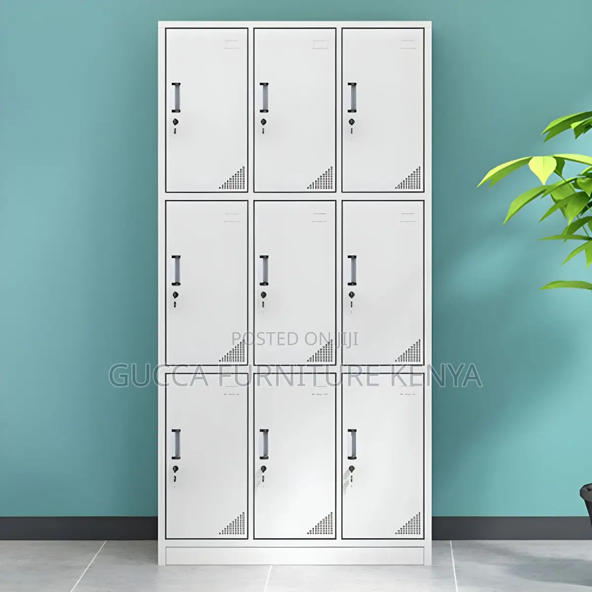 Cabinets:9-Locker Modern Style Metal Wardrobe White Cabinet