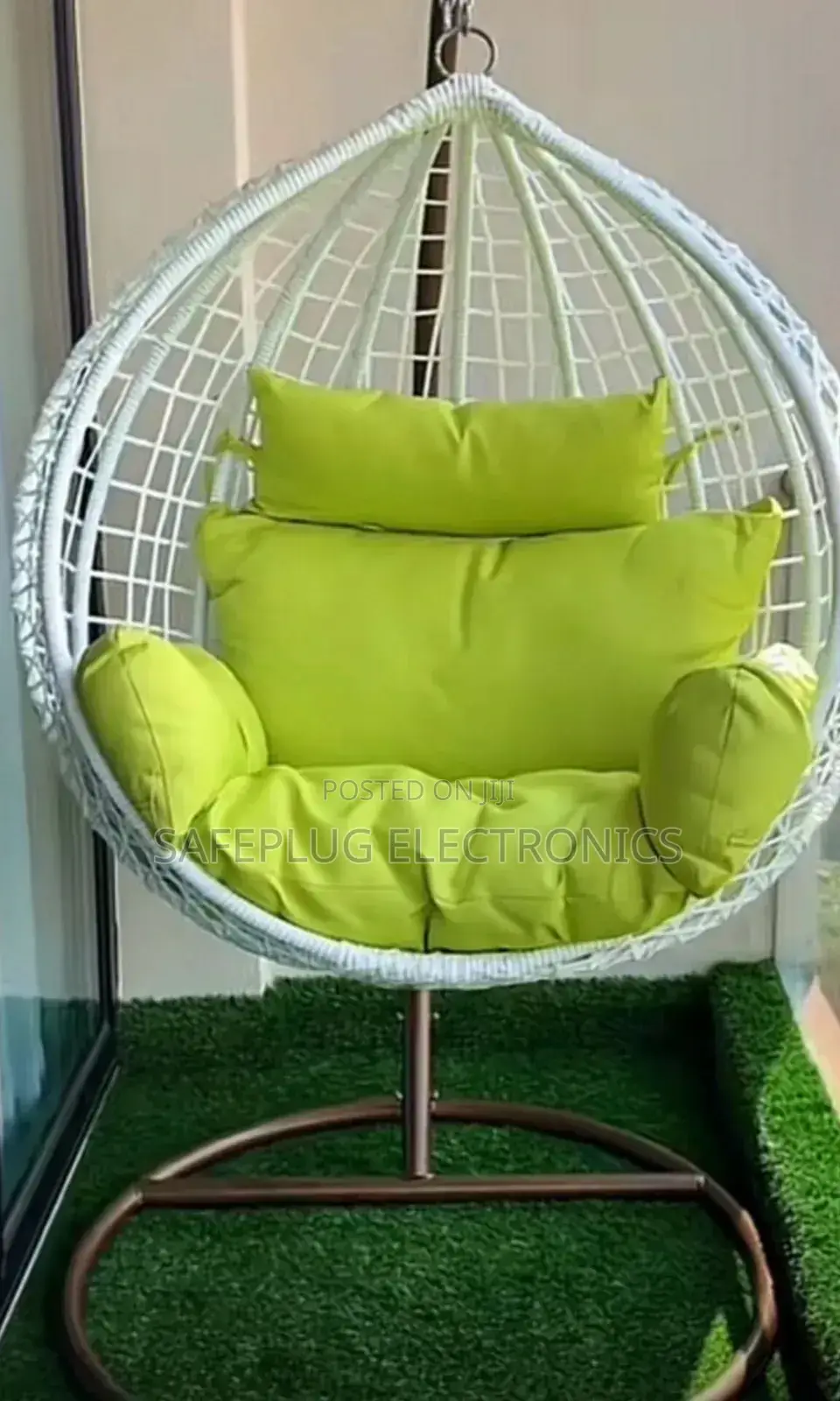 Outdoor Swing Metallic Framed Chair, With Cushions