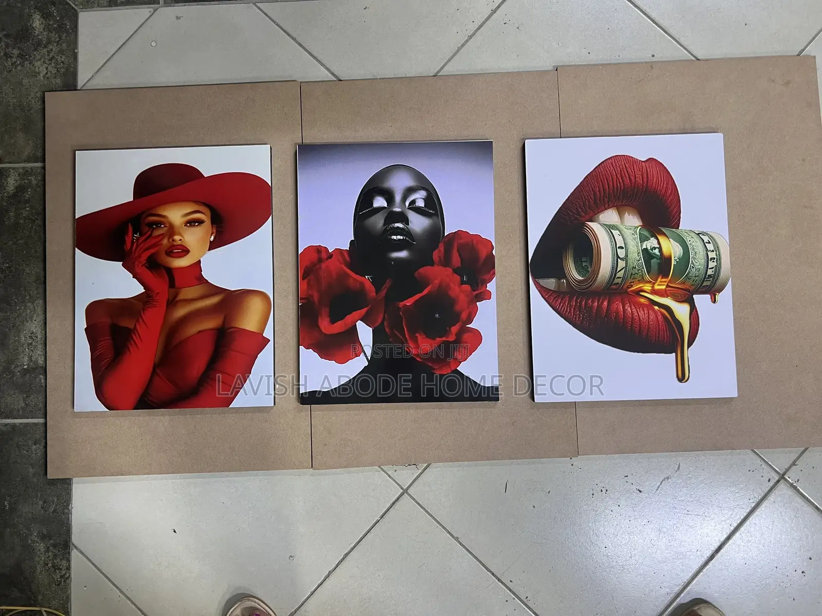 Red Lady 3 Pc Wall Hanging Wall Art A3 Size