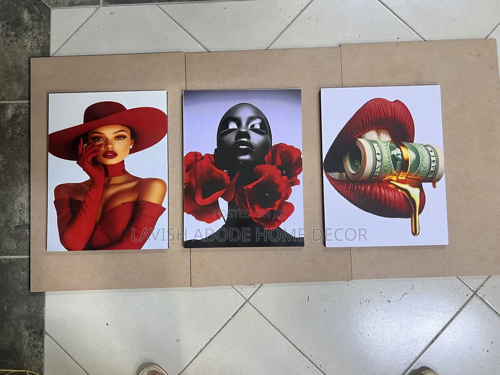 Red Lady 3 Pc Wall Hanging Wall Art A3 Size