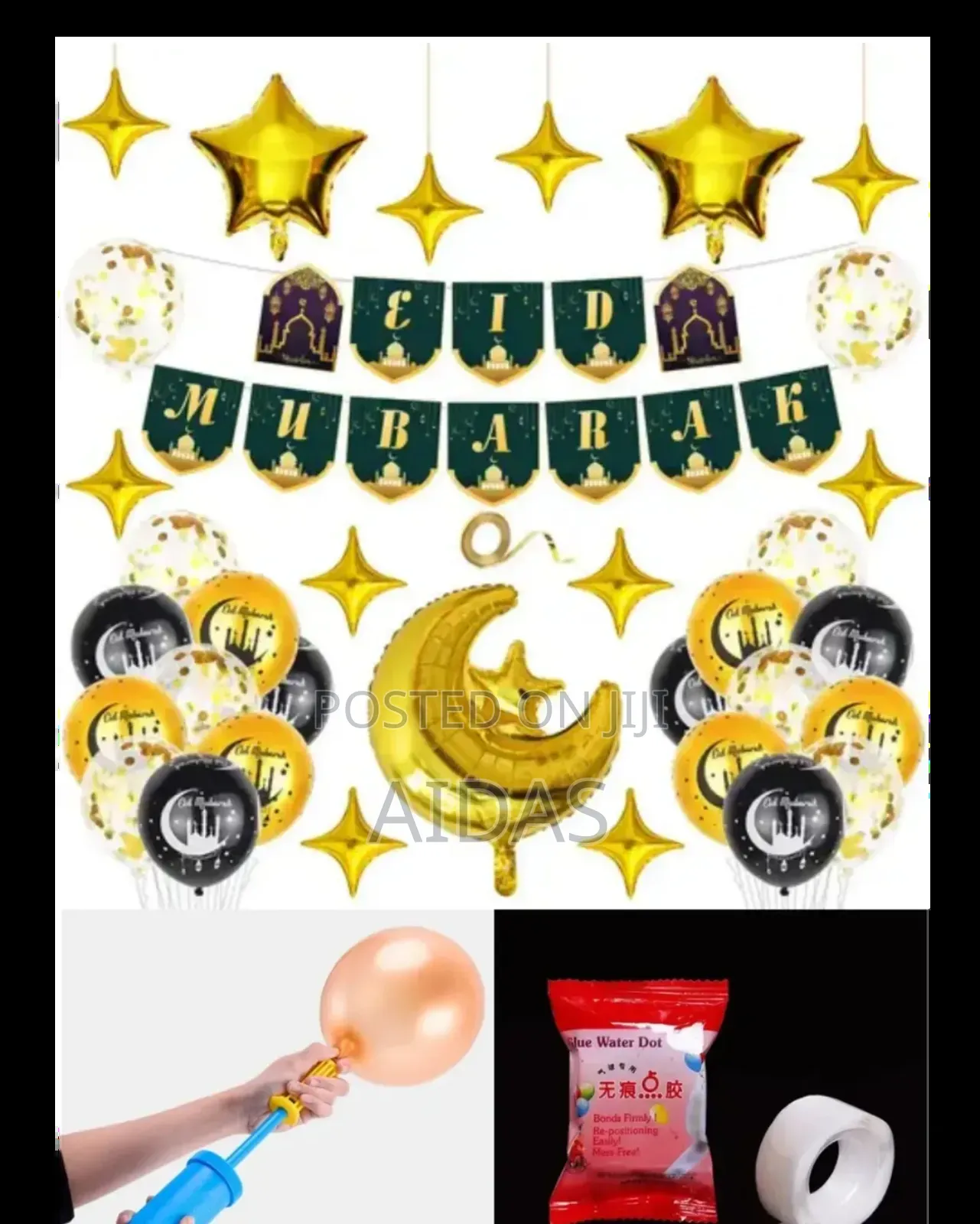 Gold and Black Eid Mubarak Decor Package