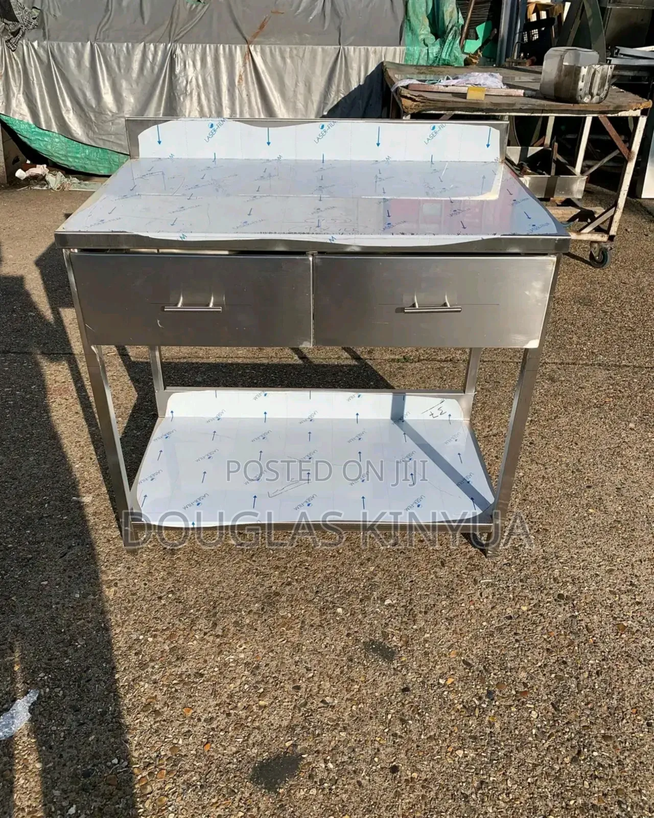 Office Stainless Steel Working Top With Drawers.