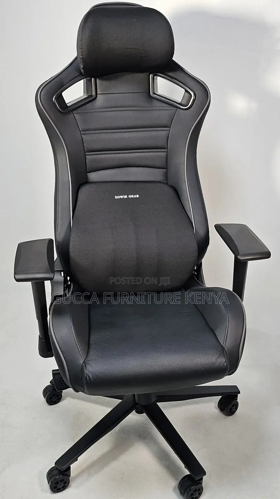 Office Chairs:Reclining Black Leather Executive Gaming Chair