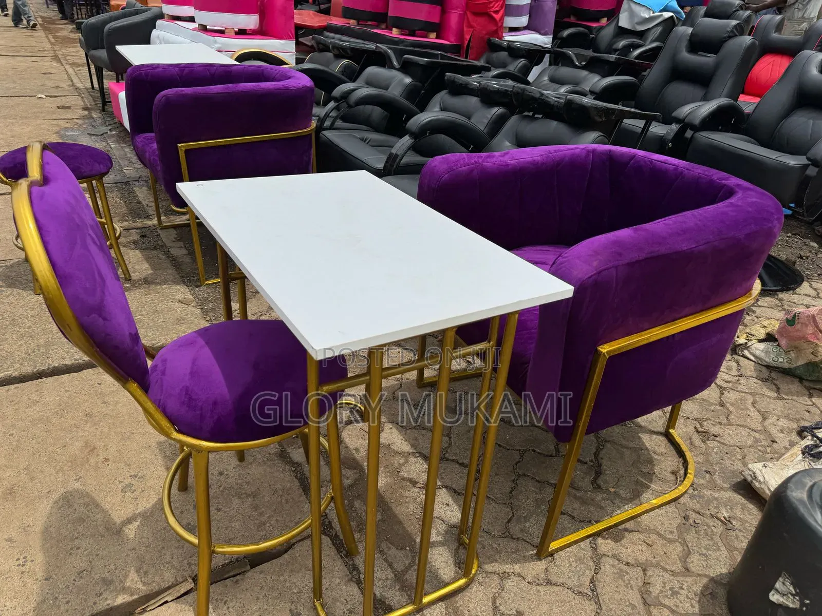 Purple Set Manicure Table And Chairs