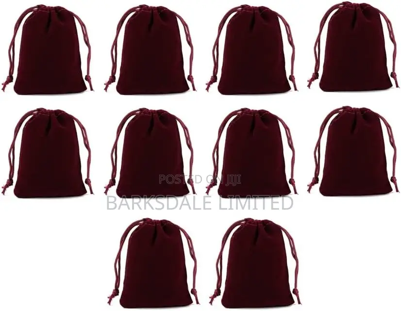 5 Pack Velvet Jewelry Bags With Drawstring Black Pouch