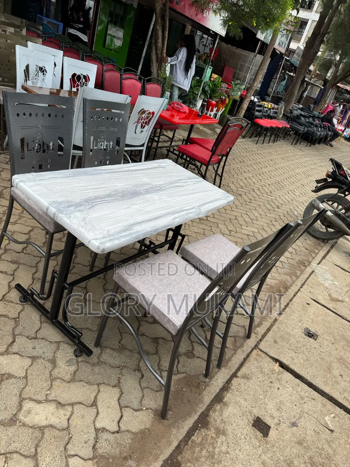 Restaurants And Bar Chairs And Marble White Tabble