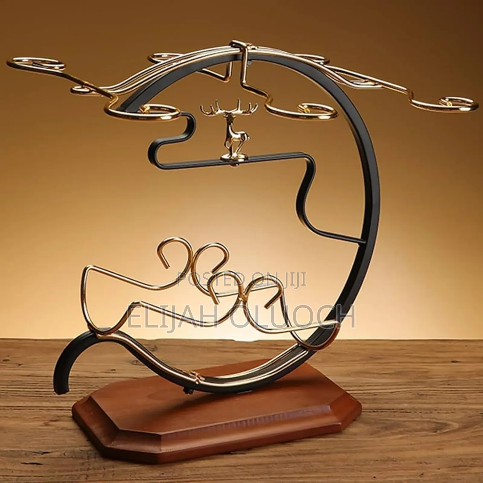 Golden Deer Wine Set Rack - 1 Bottle Slot,6 Wine Glass Slots