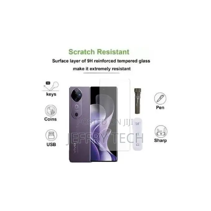 Vivo V40 Screen Protector, Liquid Uv Tempered Glass, Full Sc